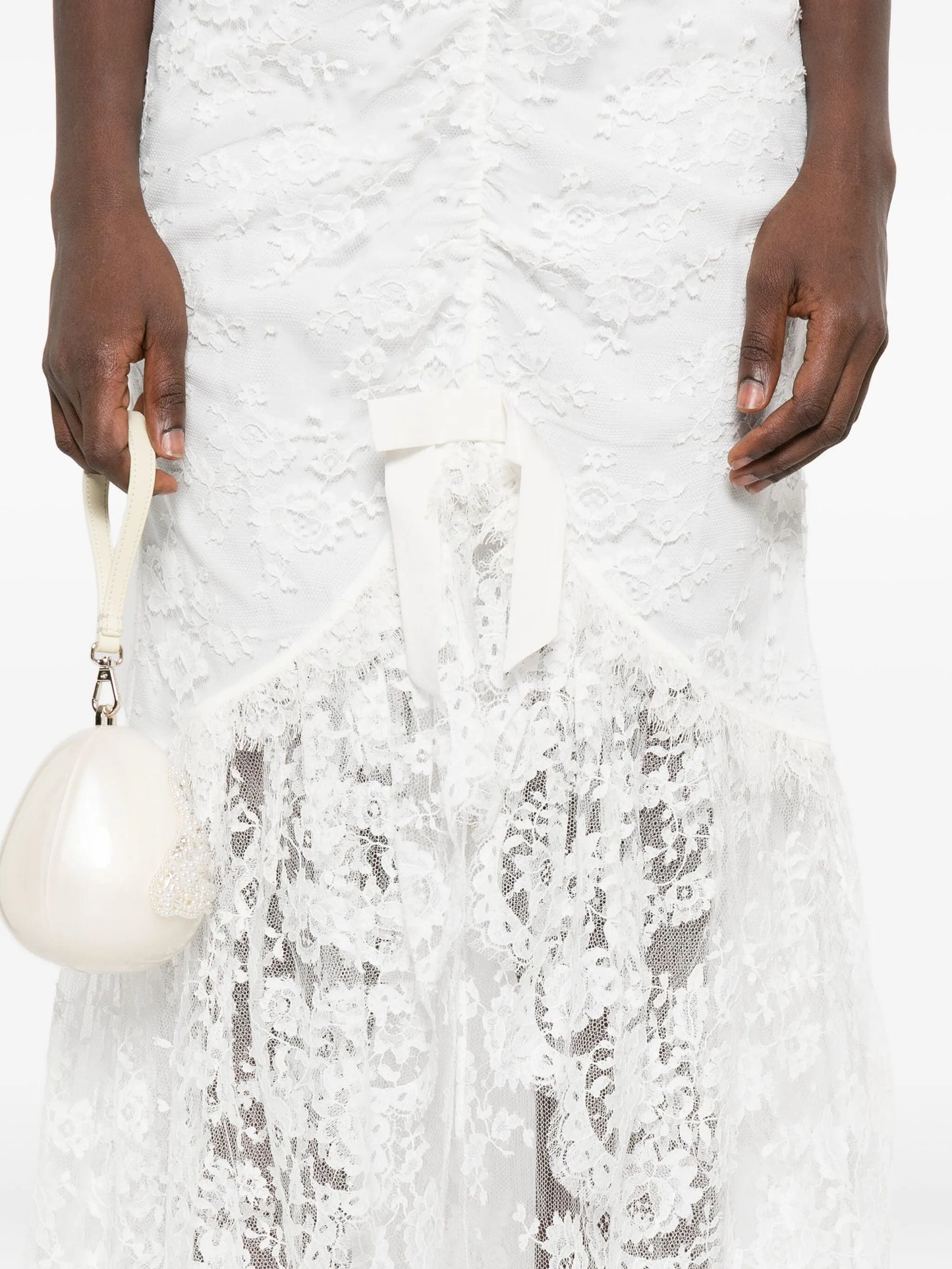 puff-sleeve lace maxi dress