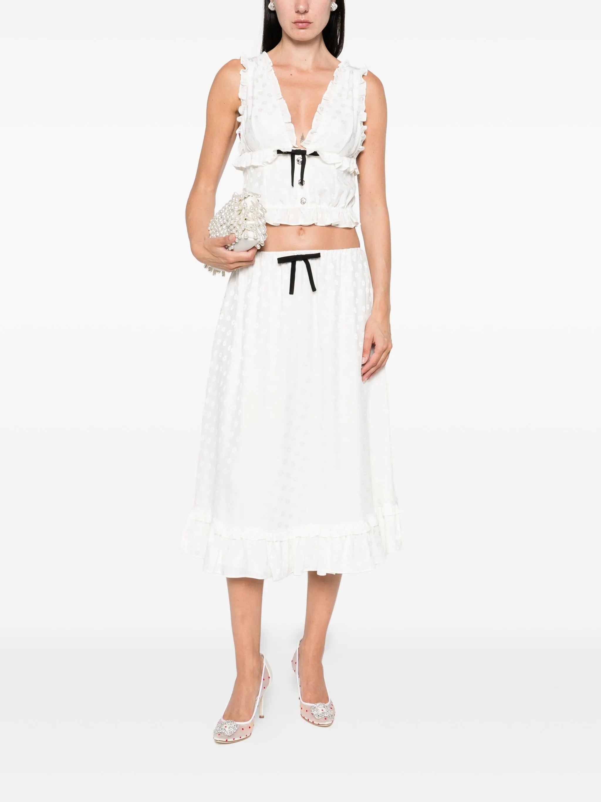 floral-jacquard midi skirt