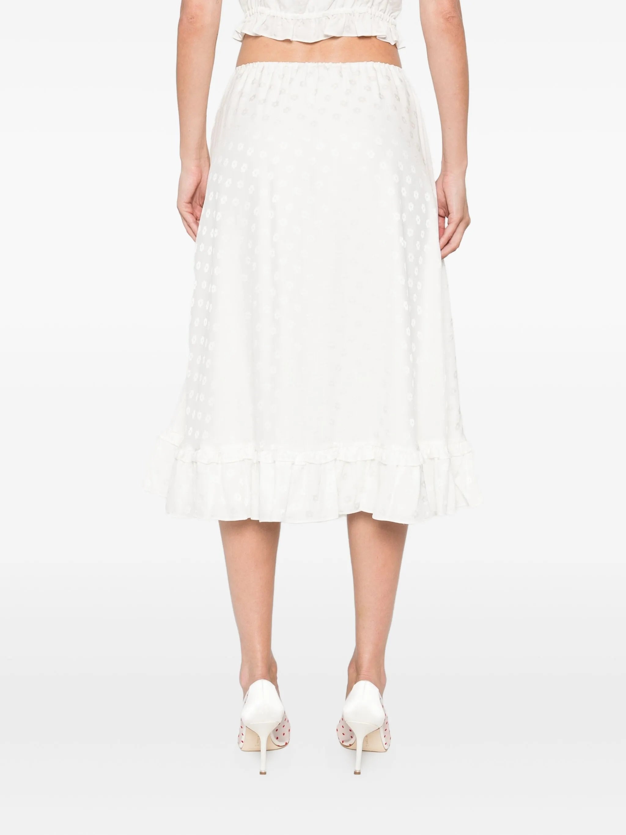 floral-jacquard midi skirt