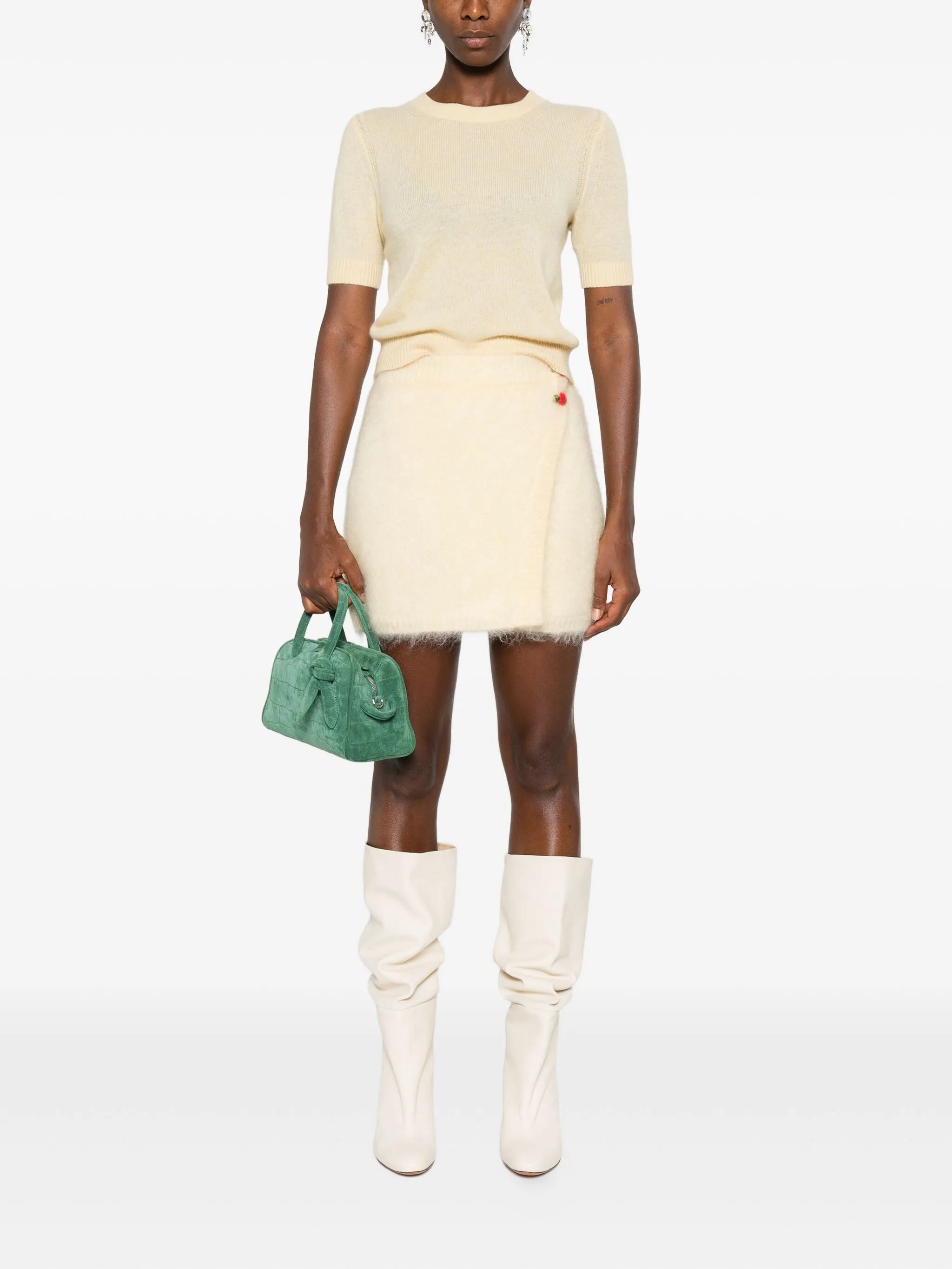 embellished wrap mini skirt