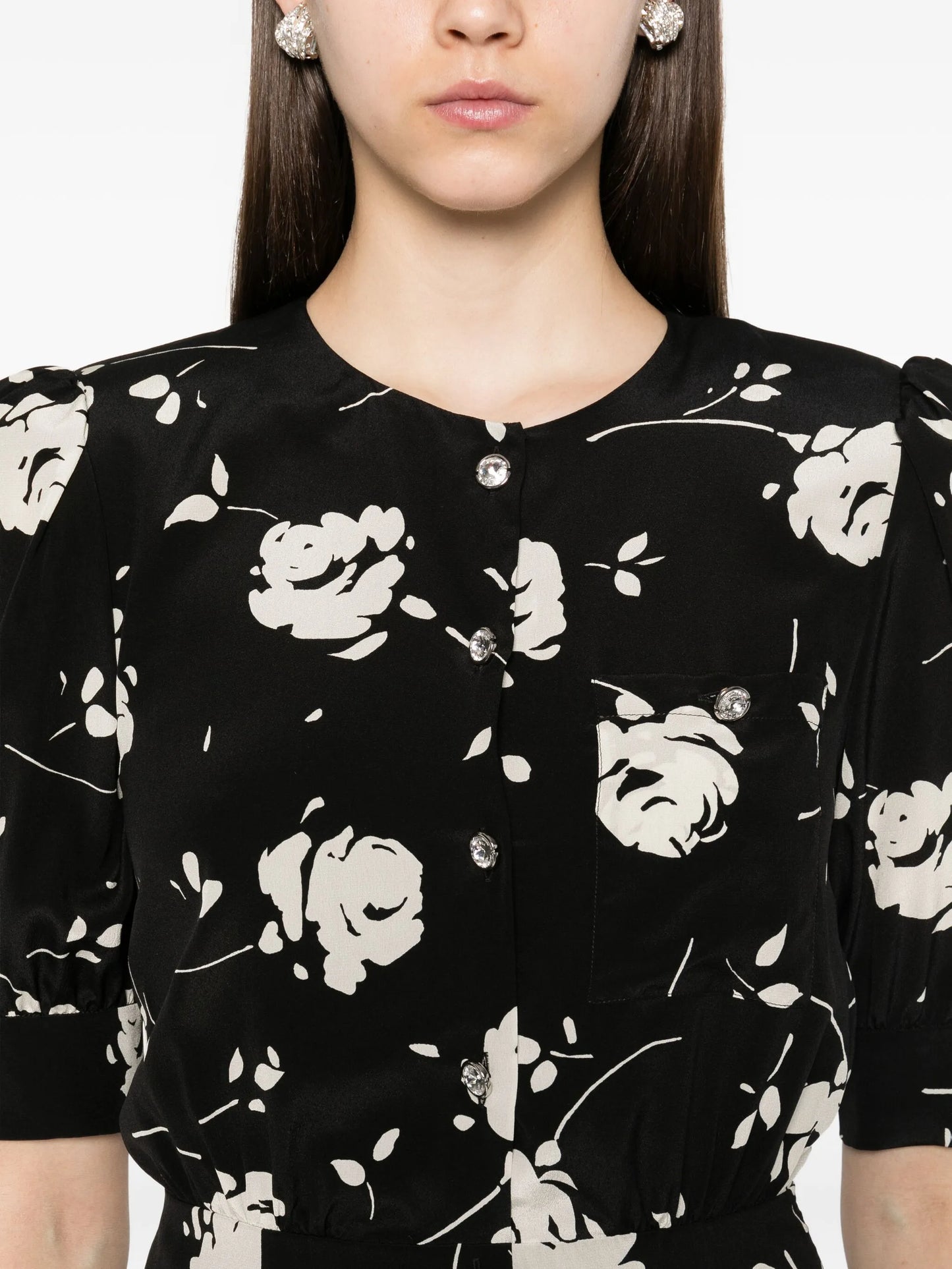 rose-print mini dress