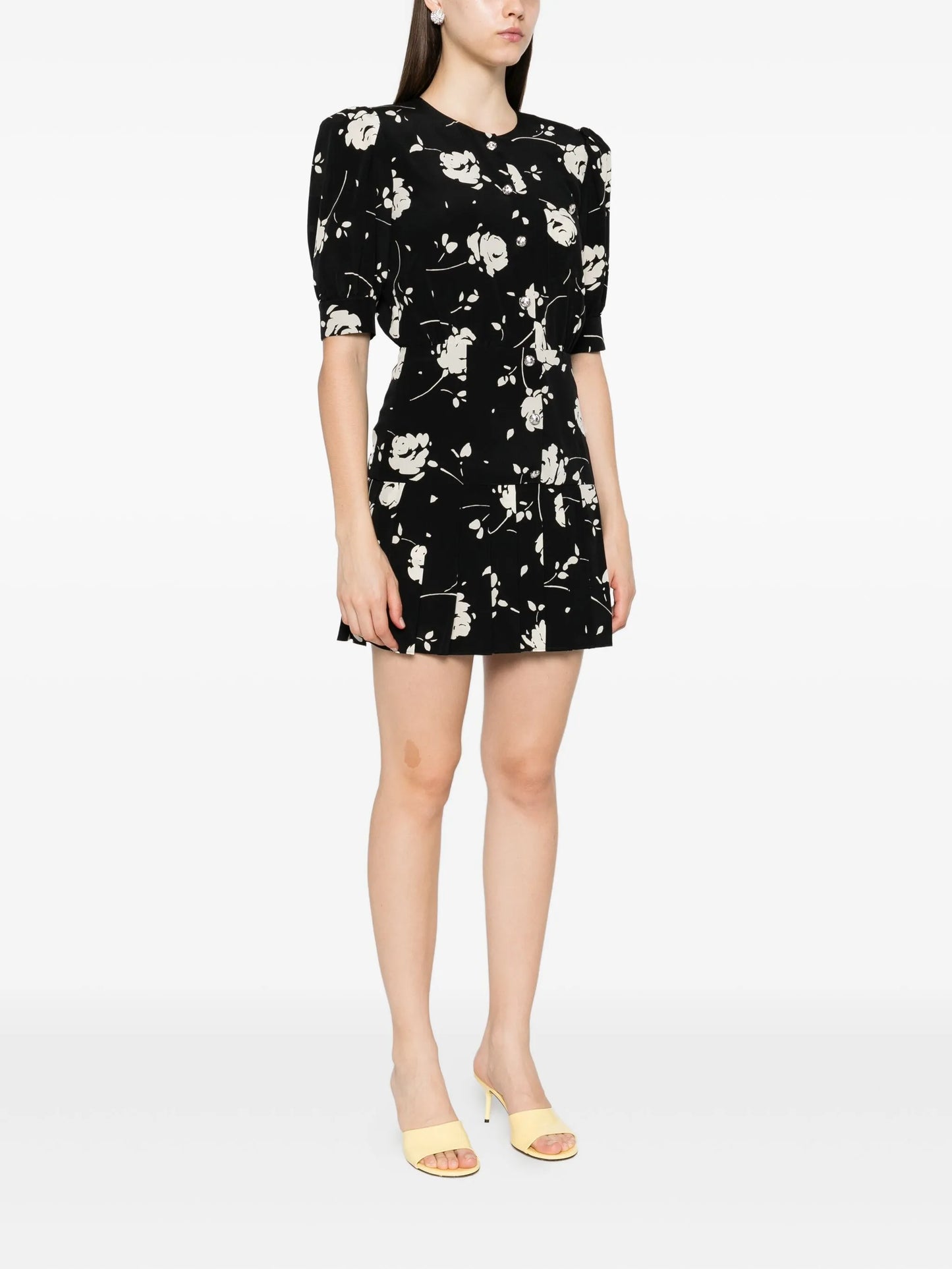 rose-print mini dress