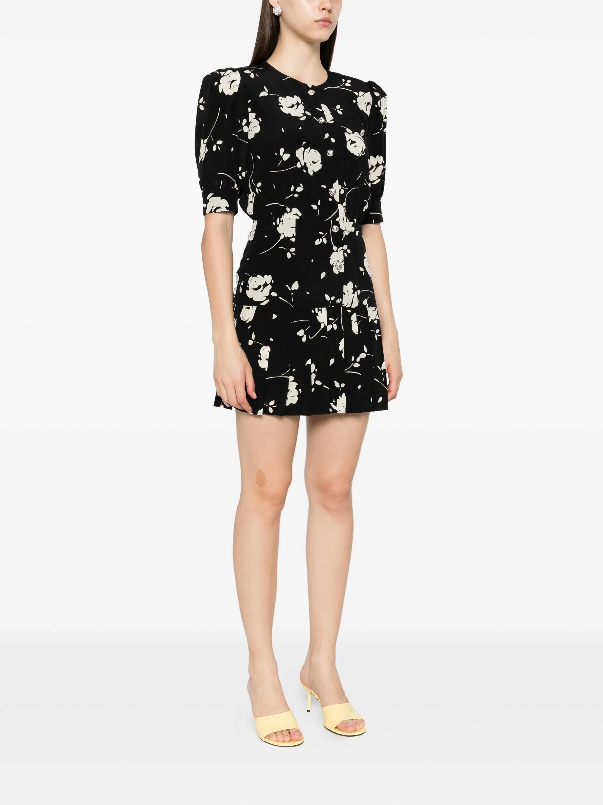 rose-print mini dress