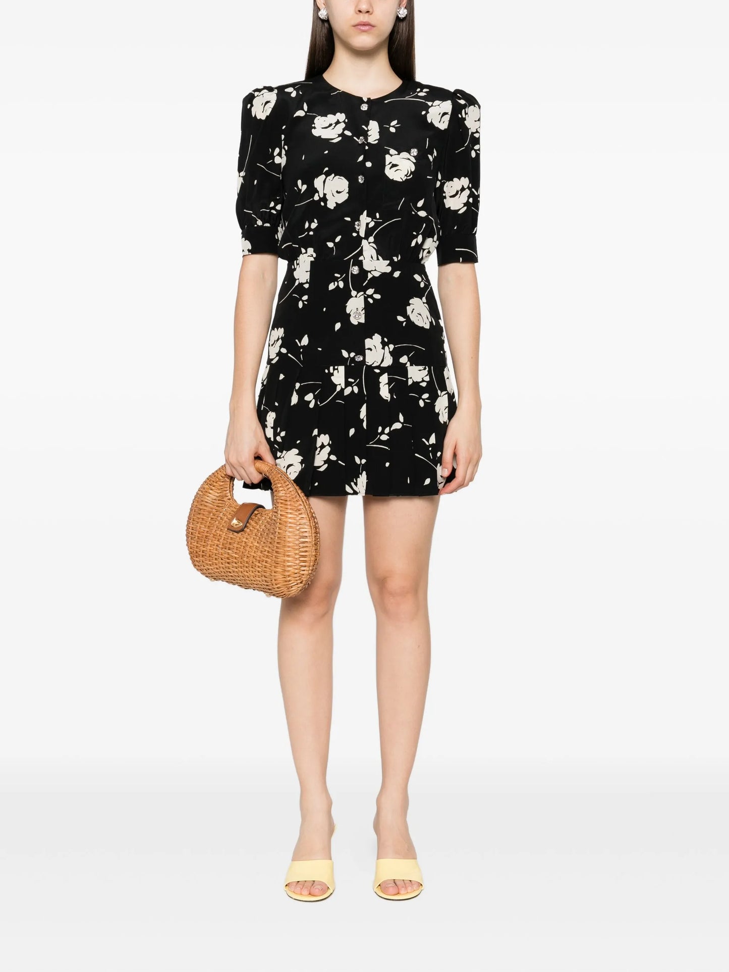 rose-print mini dress