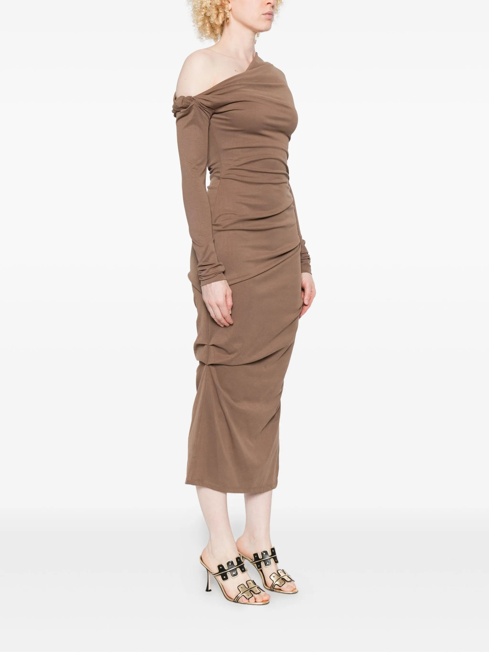Manahou one-shoulder draped dress