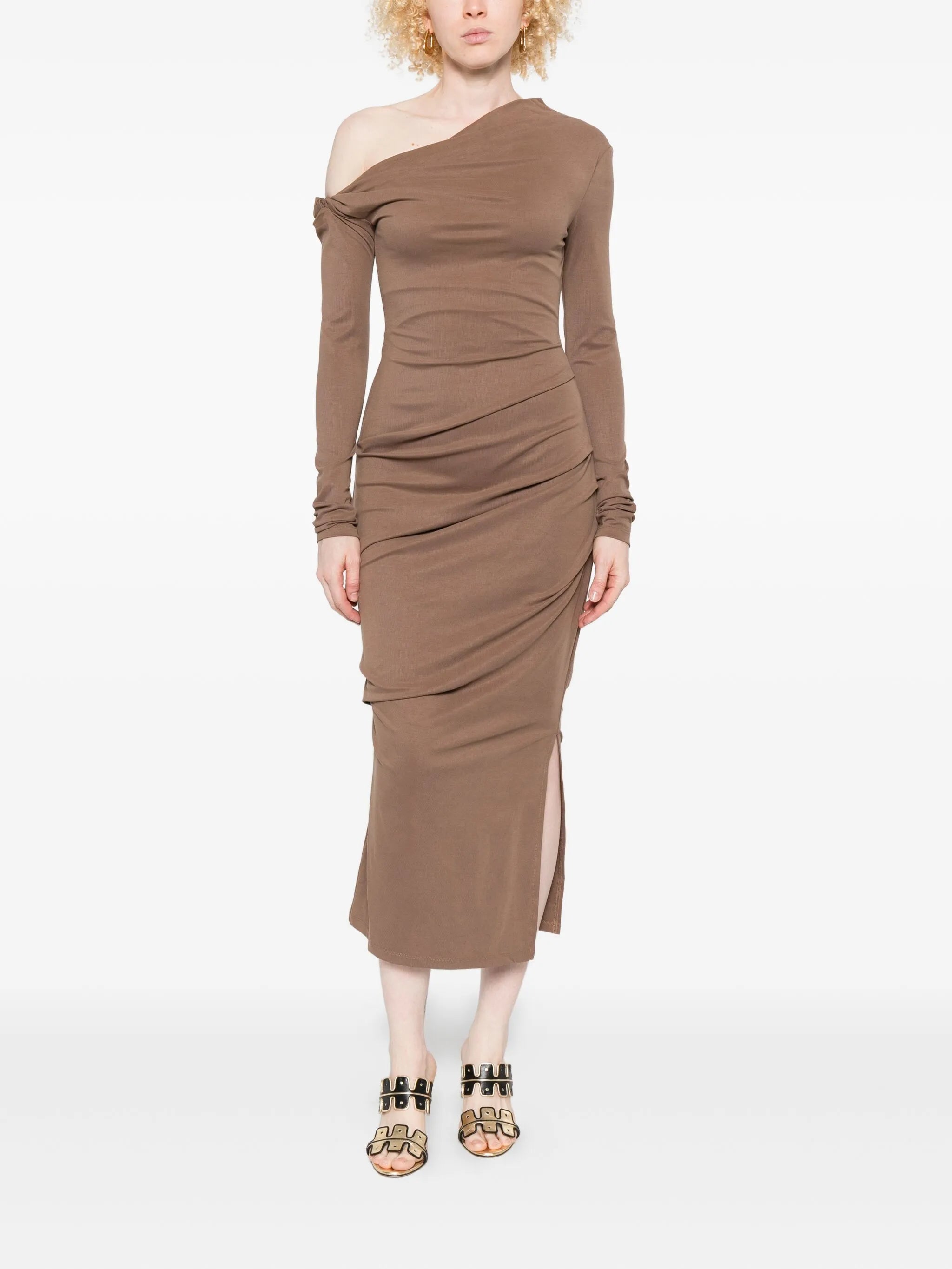 Manahou one-shoulder draped dress
