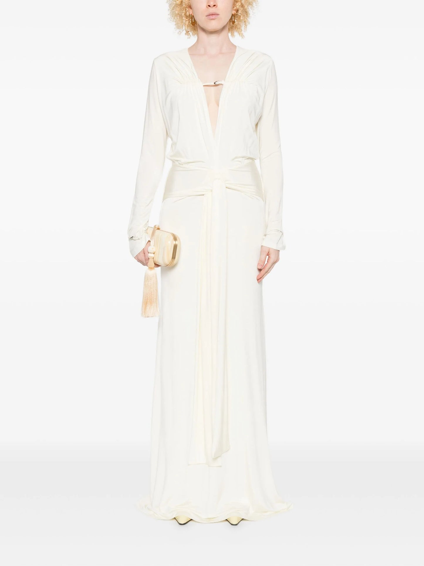 Filomena long-sleeve wrap dress