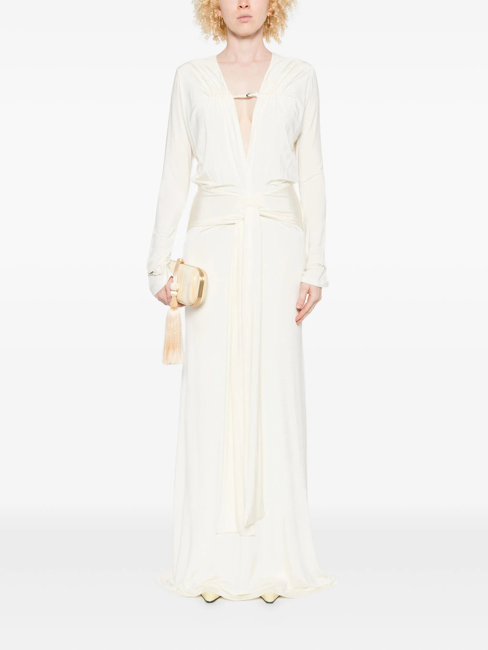Filomena long-sleeve wrap dress