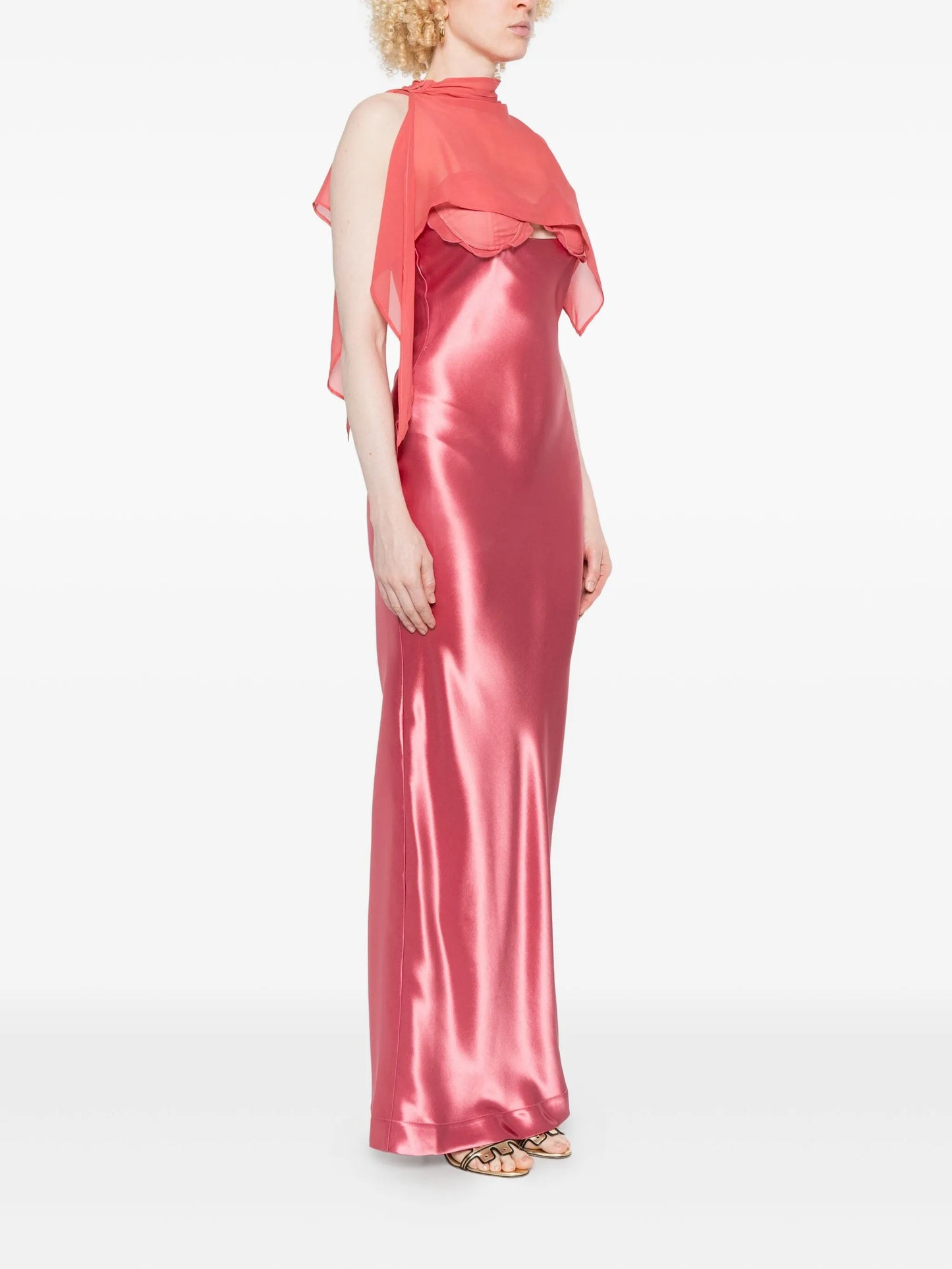 Suki satin cape dress