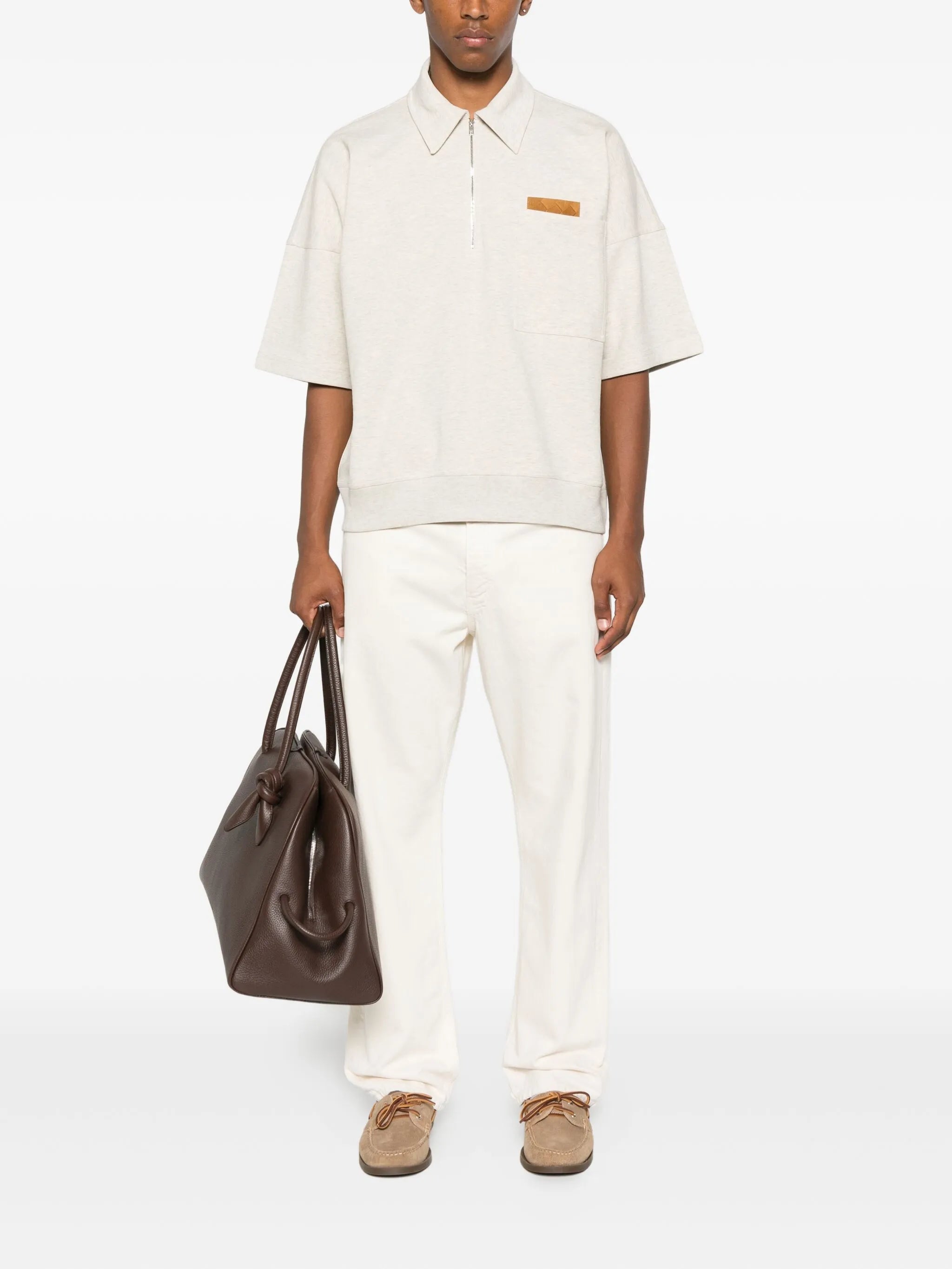 mélange-effect polo shirt