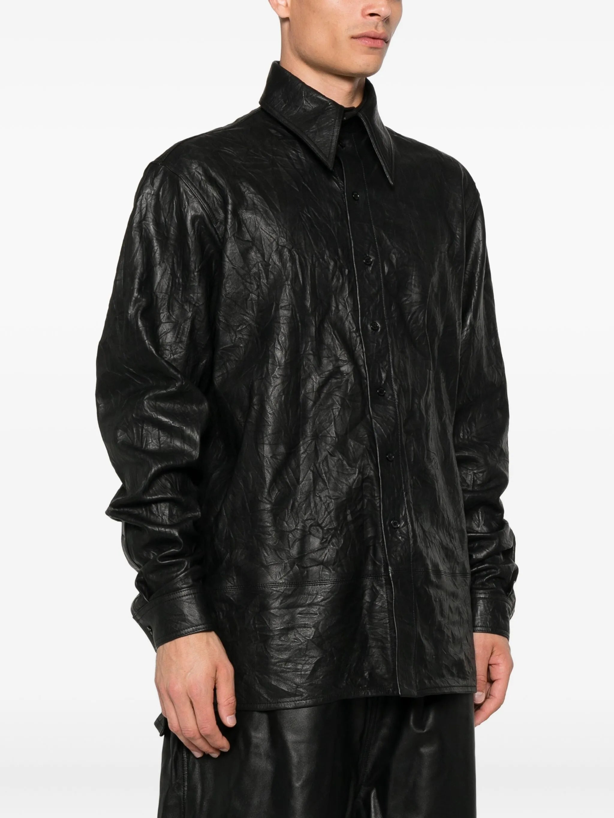 crumpled leather shirt