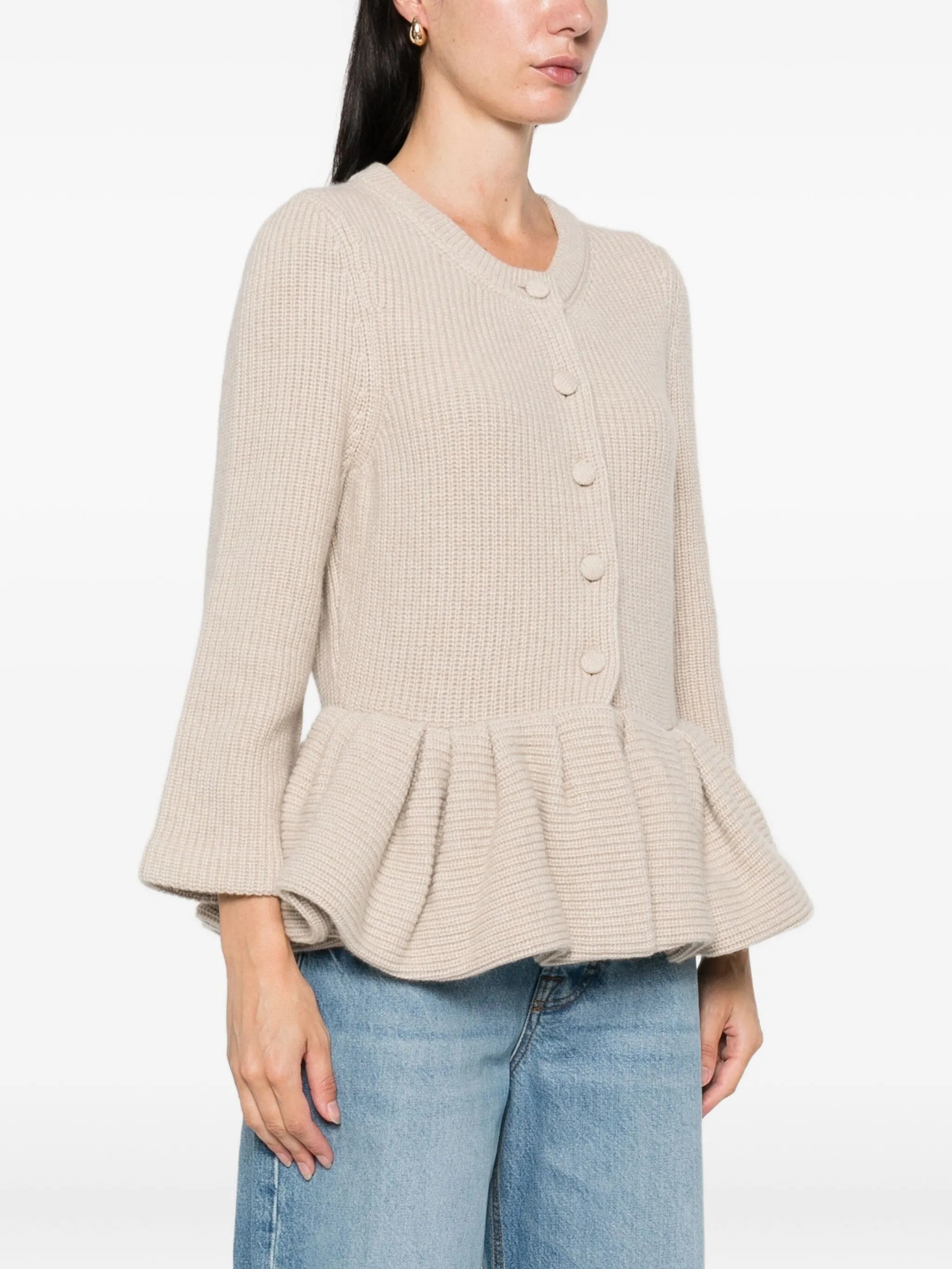 peplum knitted cardigan