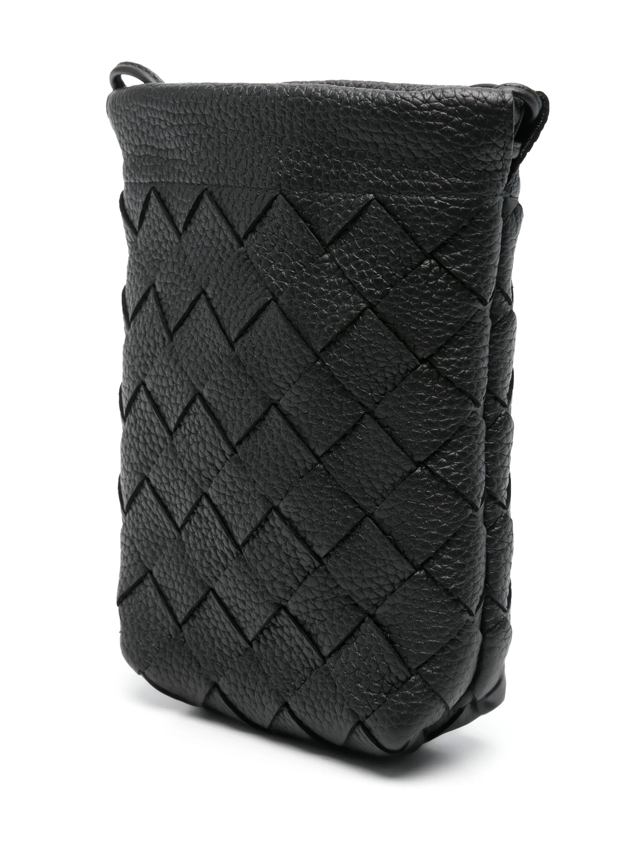Intrecciato leather messenger bag