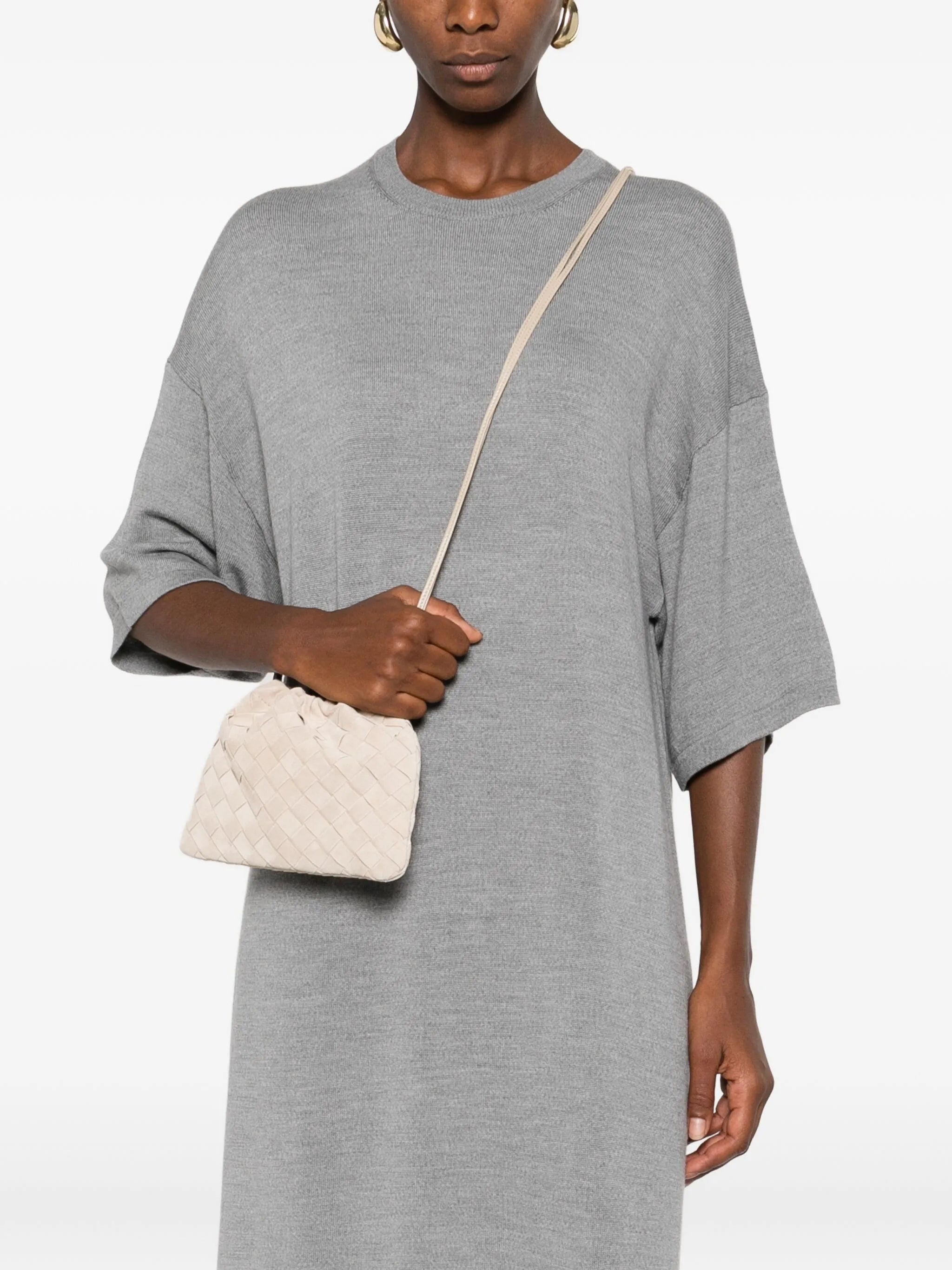 mini Intrecciato suede clutch