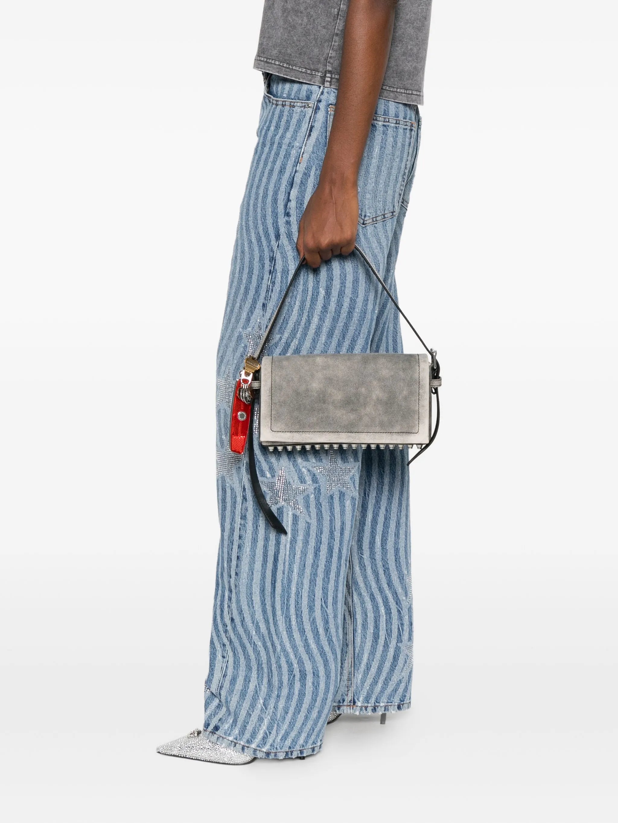 studded flap shoulder bag