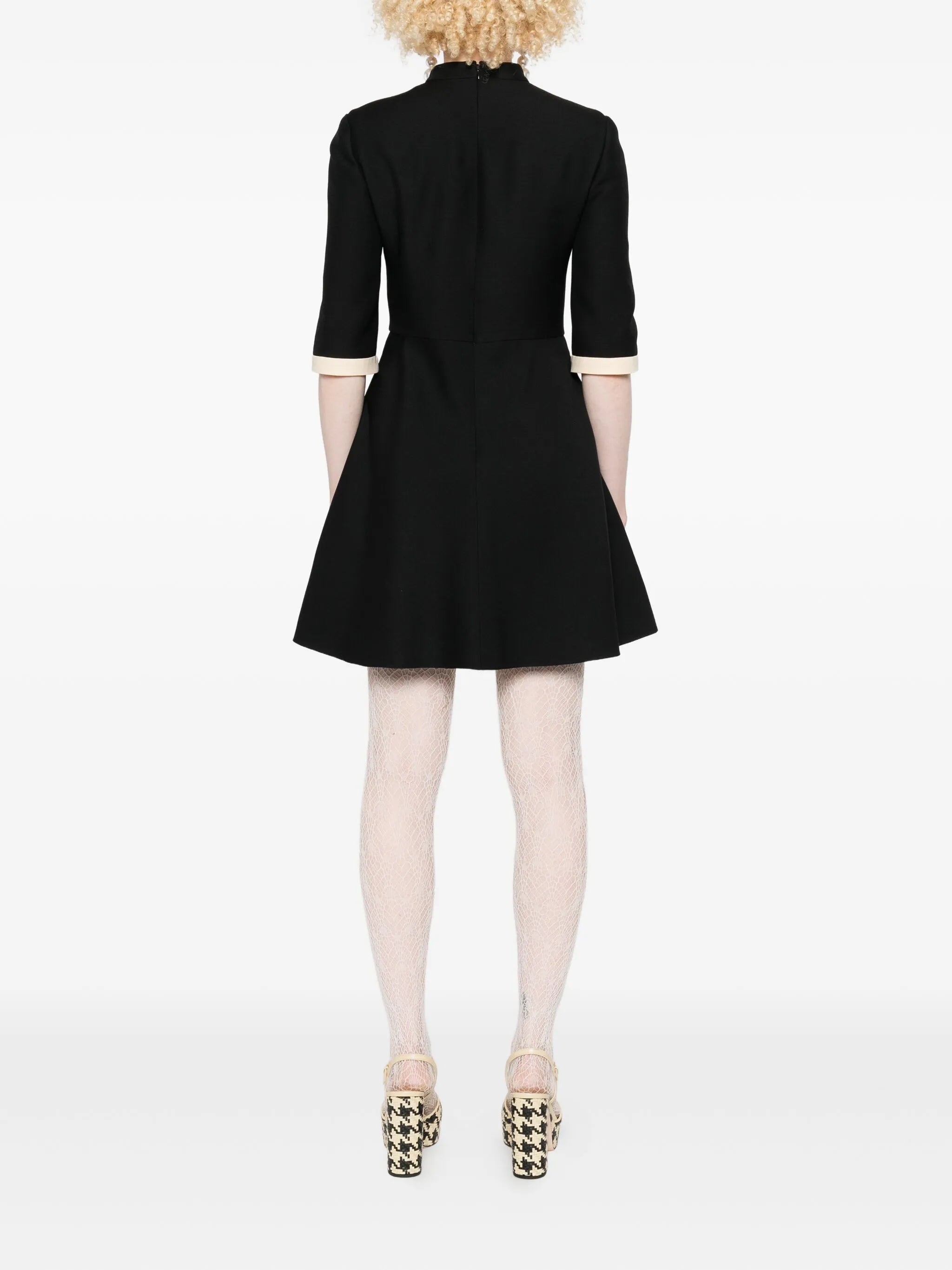 bow-detailed ruffled mini dress