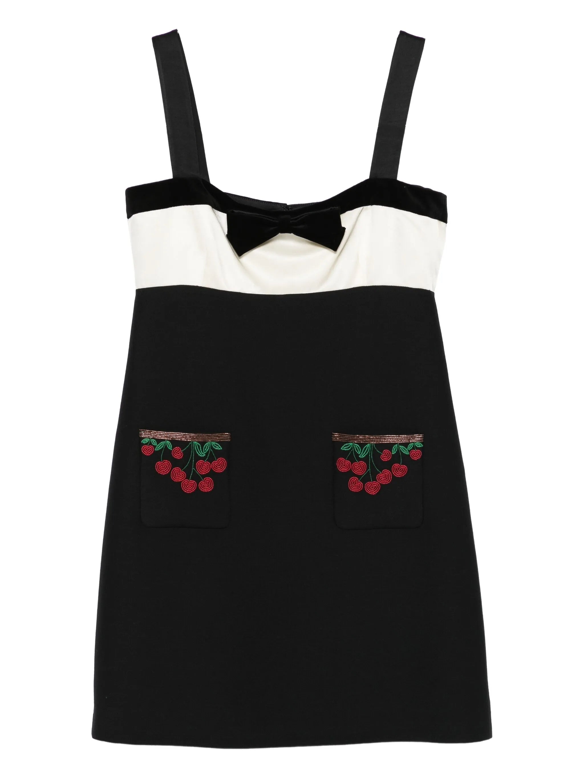 cherry-pocket bow mini dress