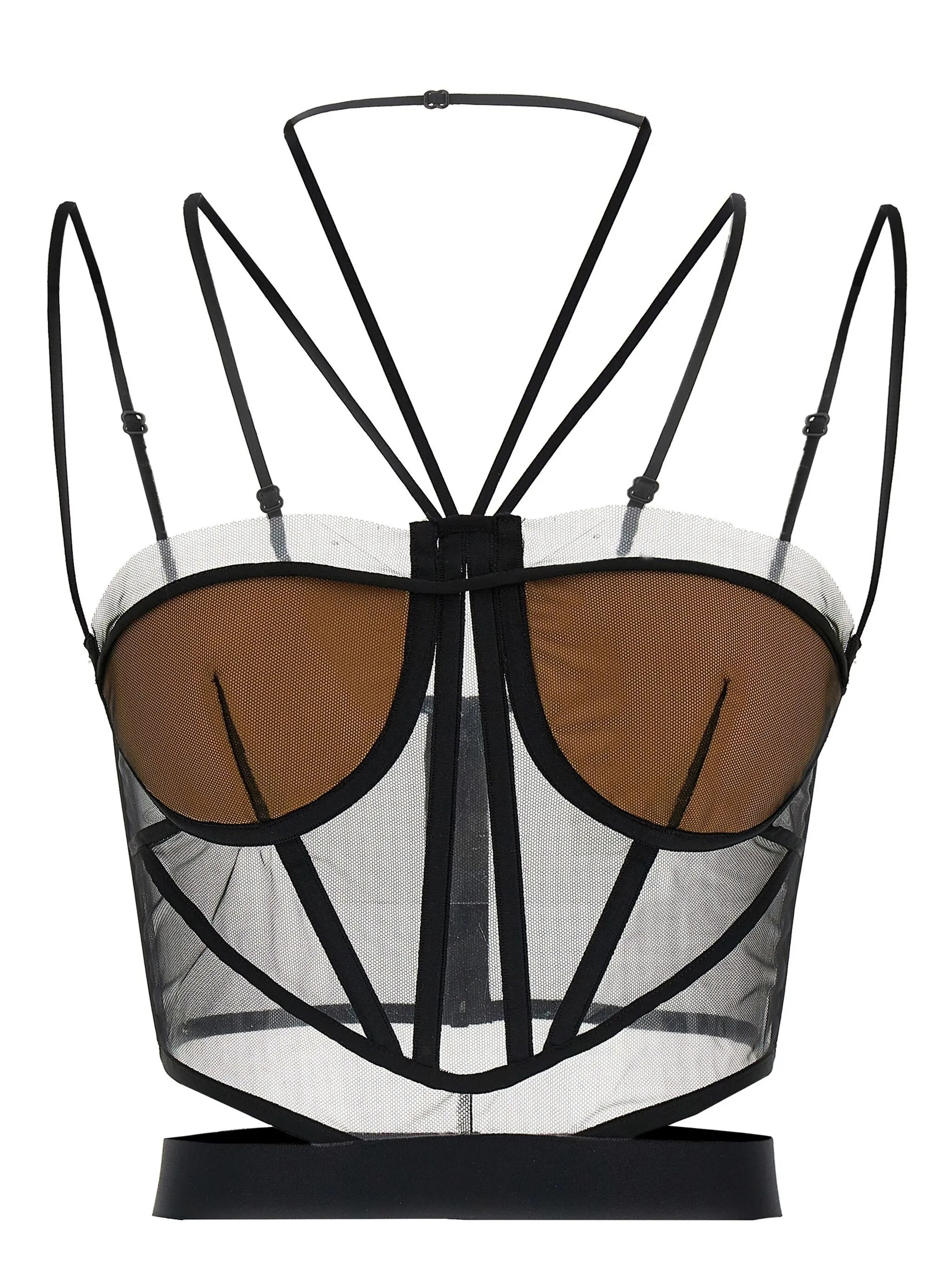 sheer-panelled corset top