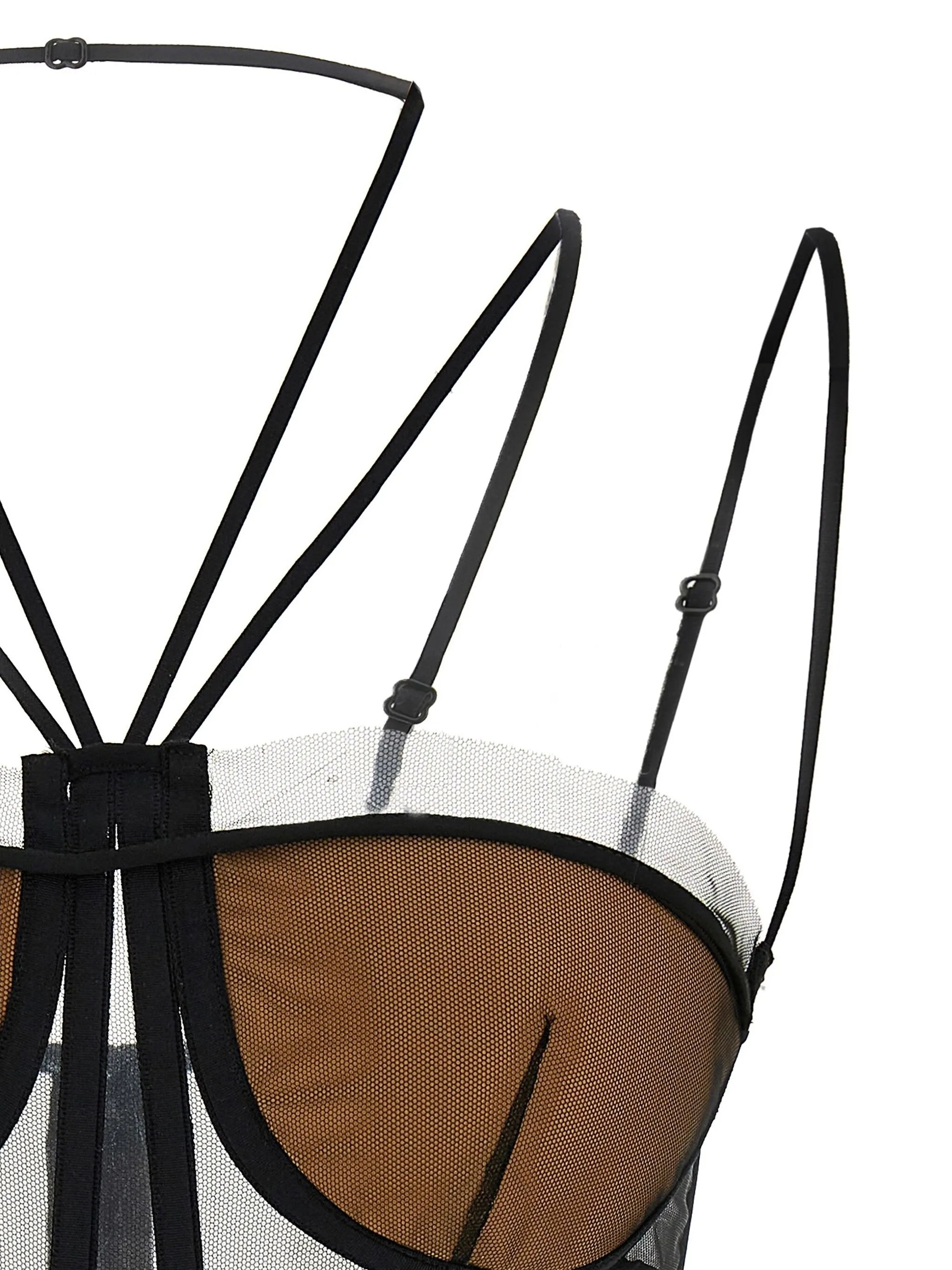 sheer-panelled corset top