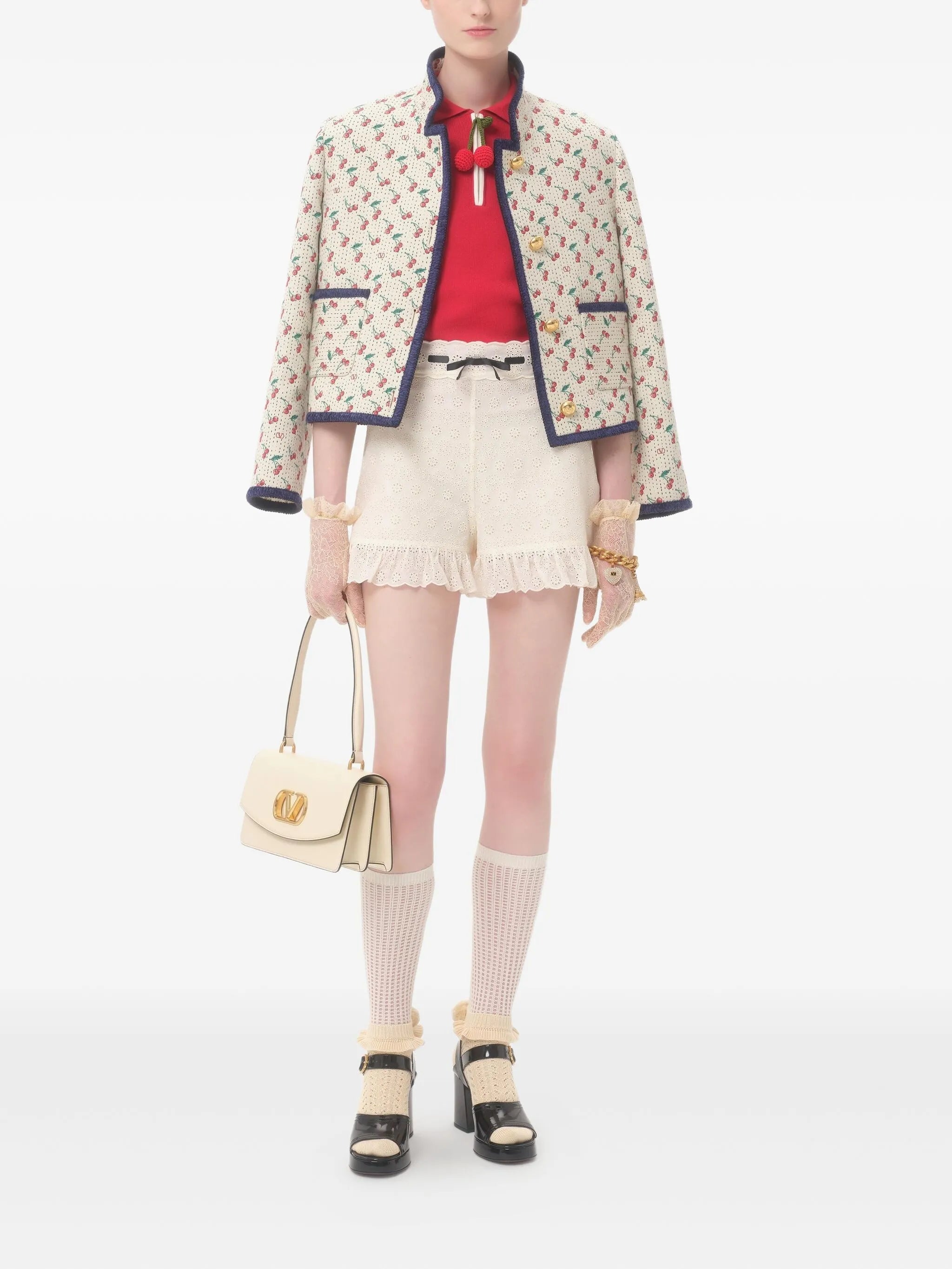 cherry-charm polo top