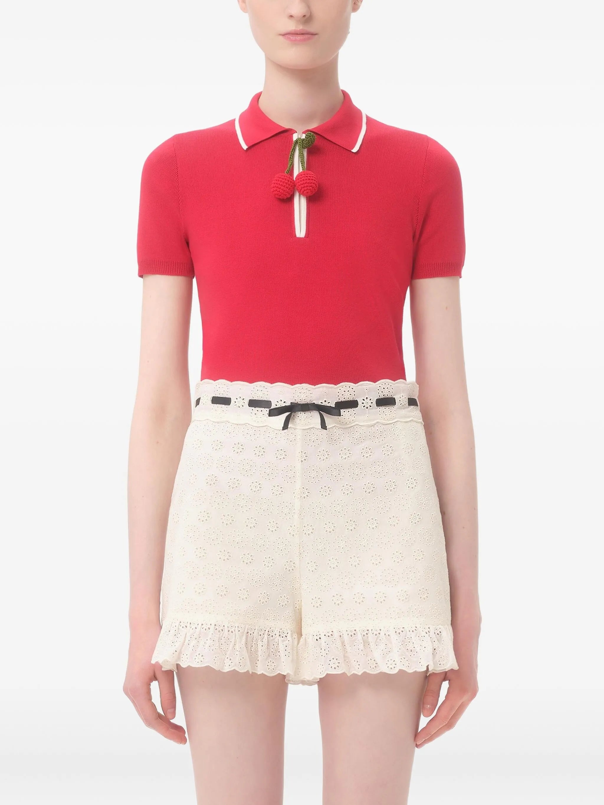 cherry-charm polo top