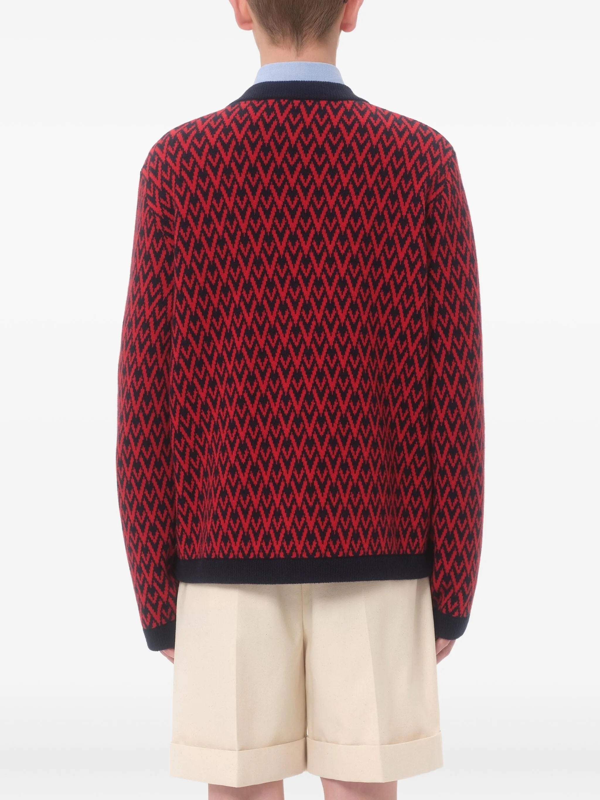 diamond-patterned cardigan
