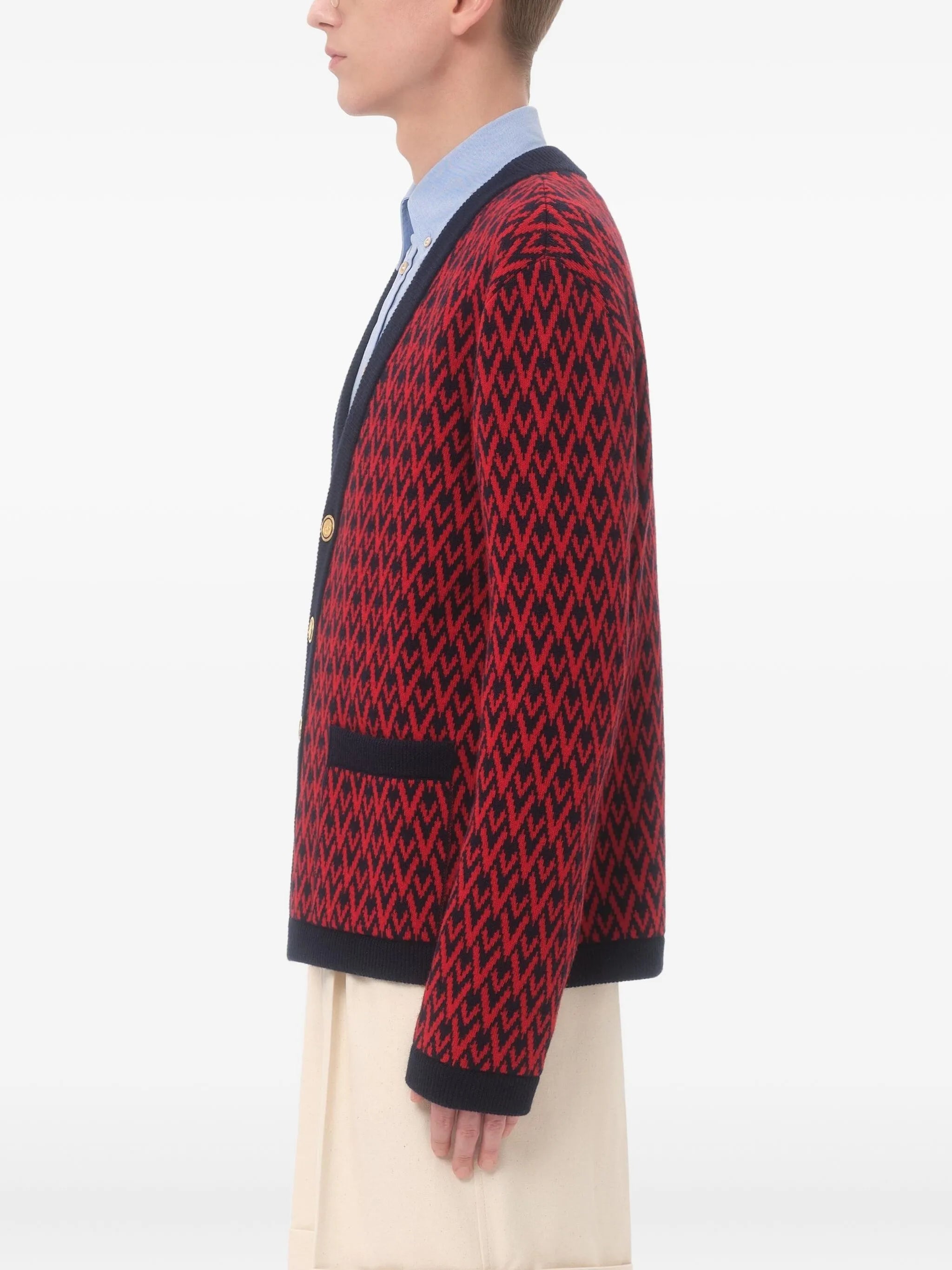diamond-patterned cardigan