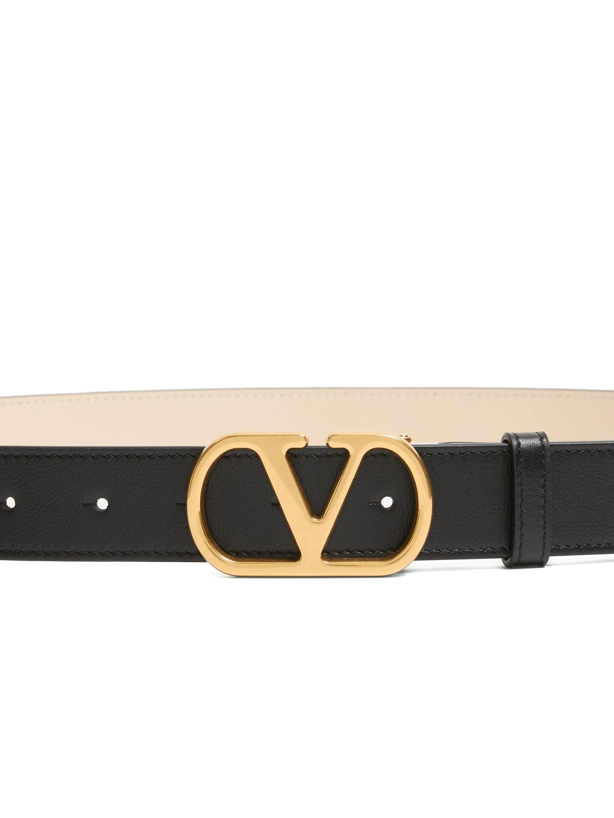 double 'v' buckle leather belt