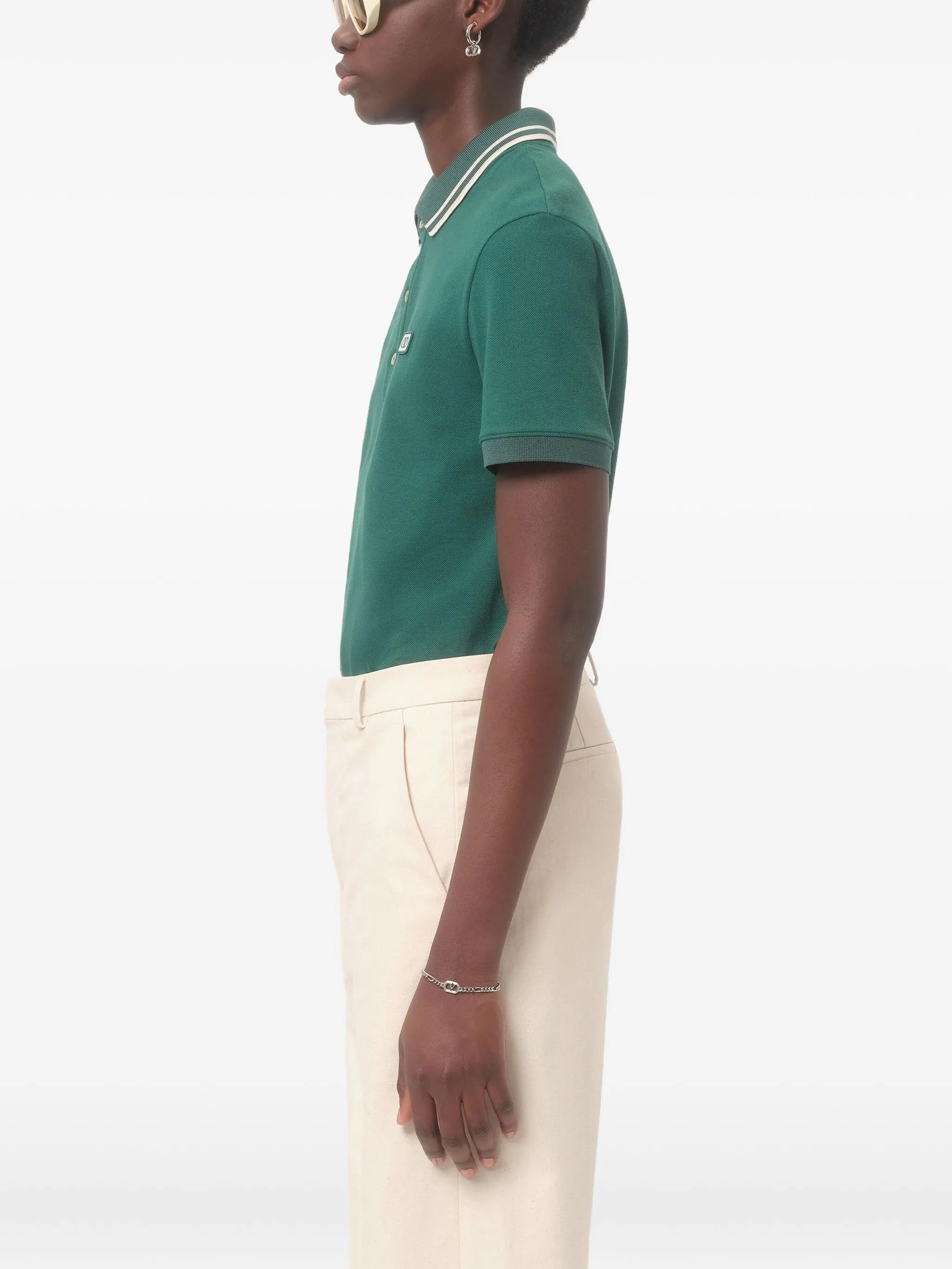 contrast collar polo shirt