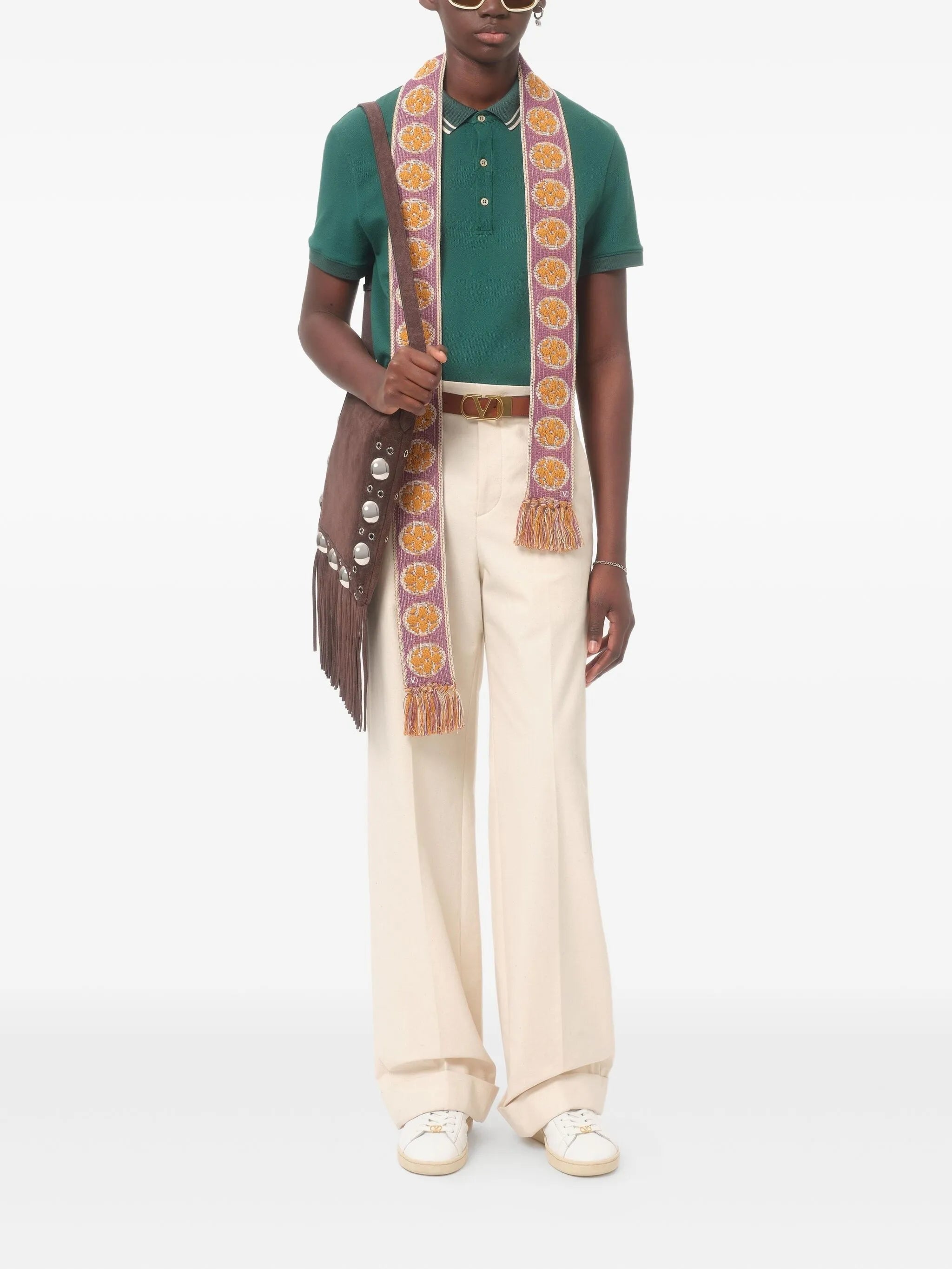 contrast collar polo shirt