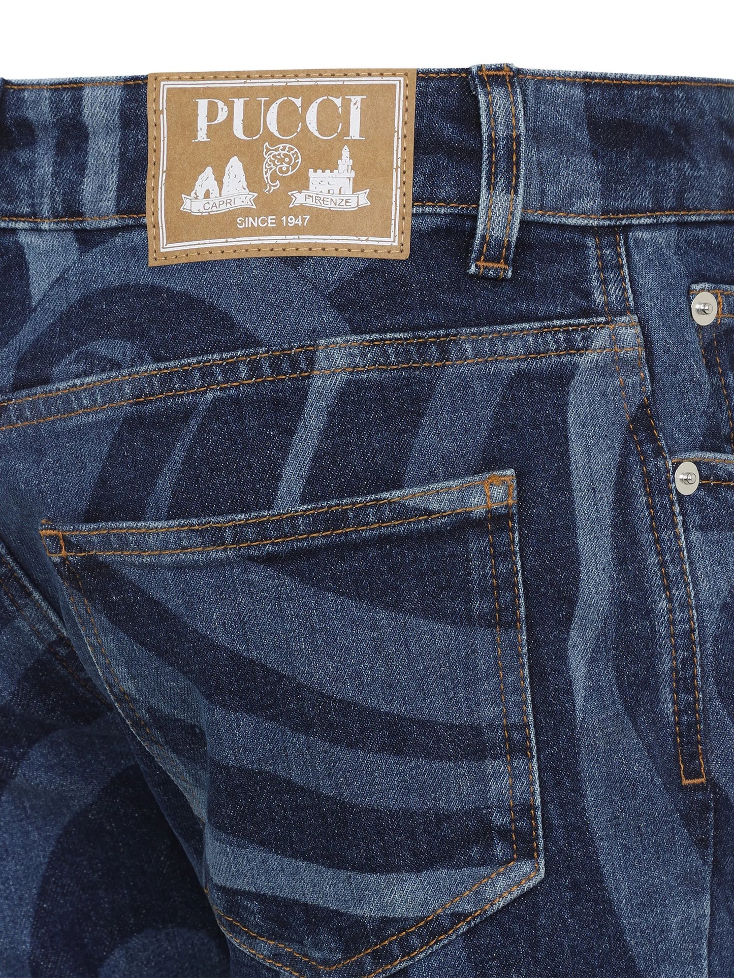 Marmo-print flared jeans