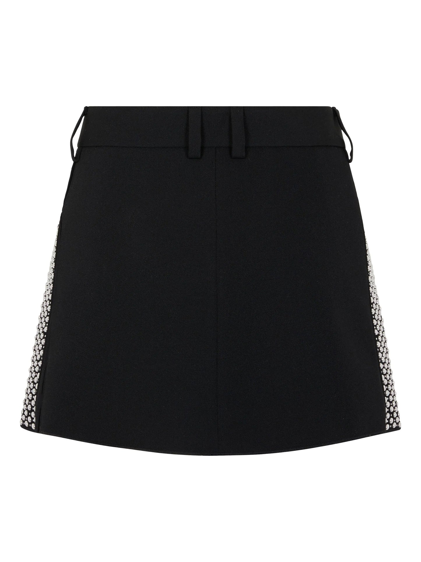 embroidered grain de poudre mini skirt