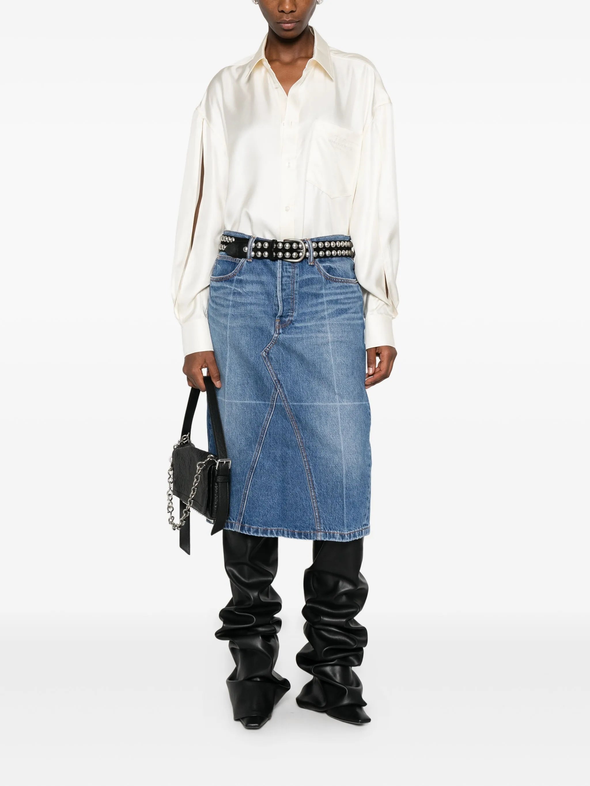 denim midi skirt