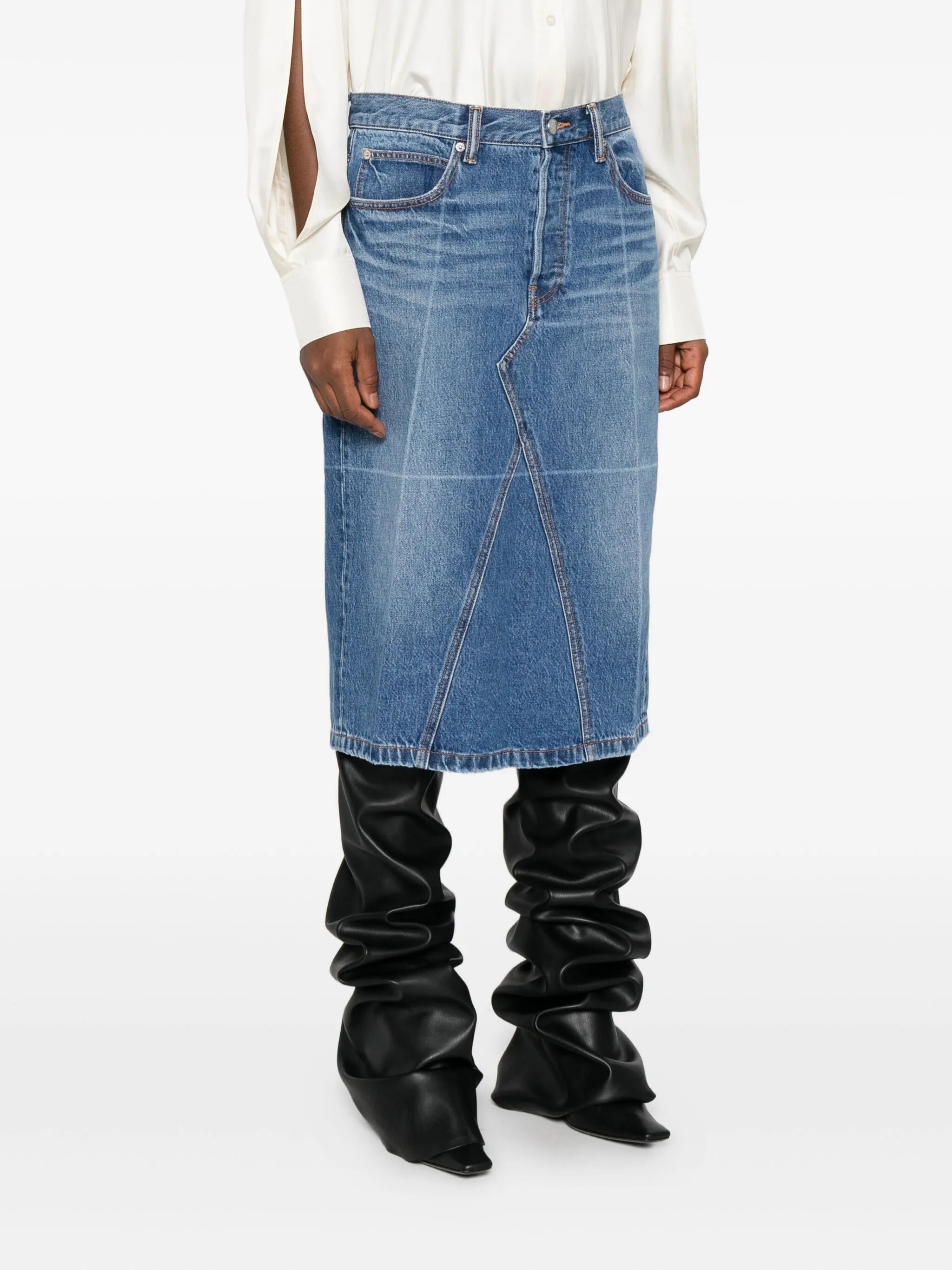 denim midi skirt