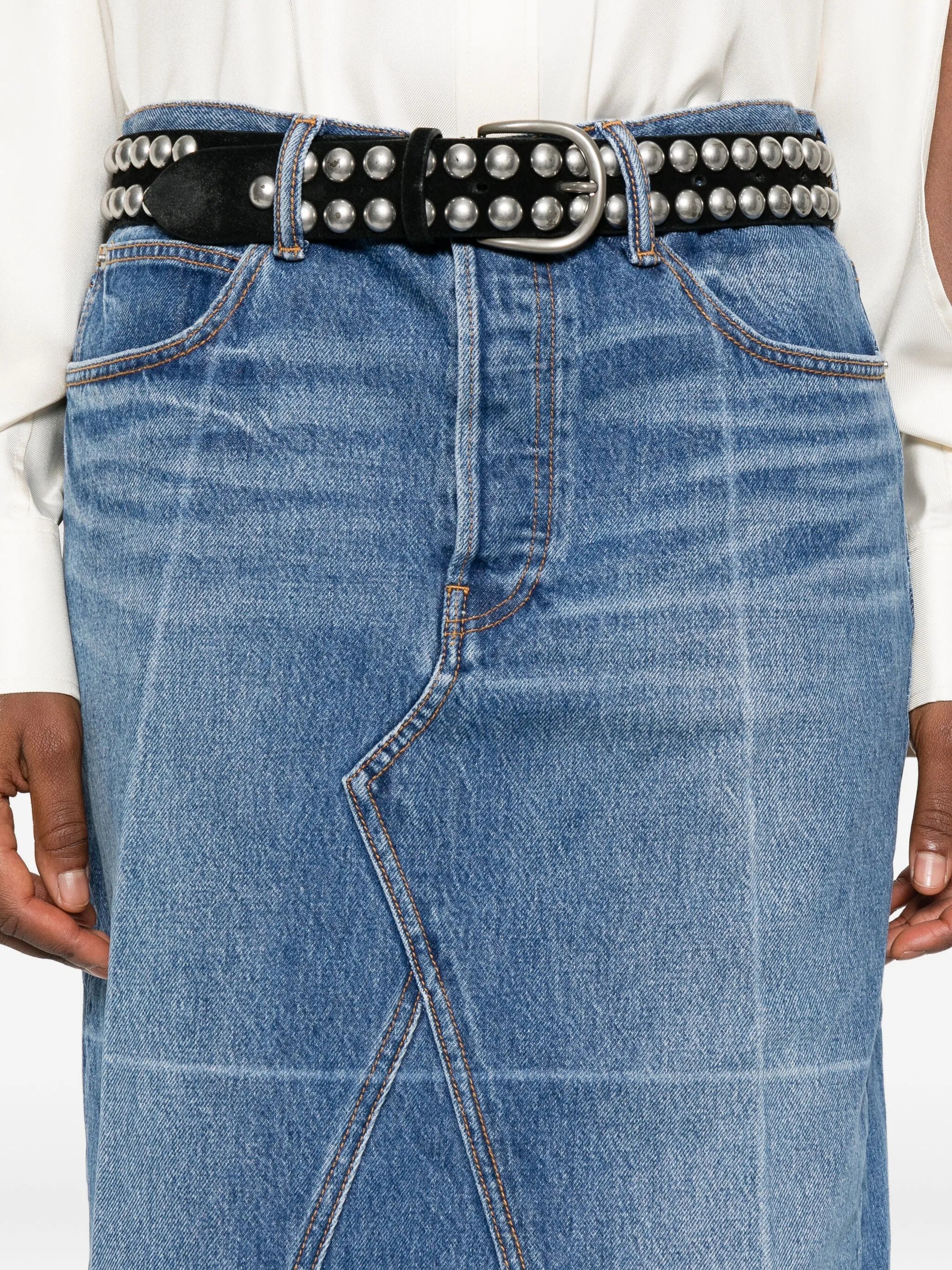 denim midi skirt