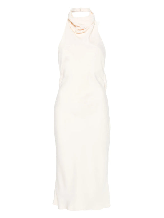 halterneck sleeveless midi dress