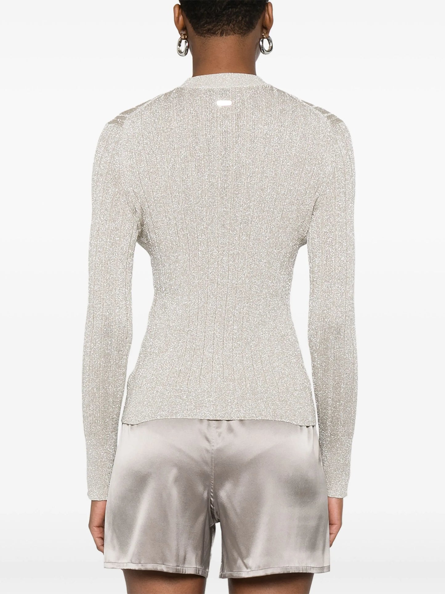 lurex-detail ribbed cardigan