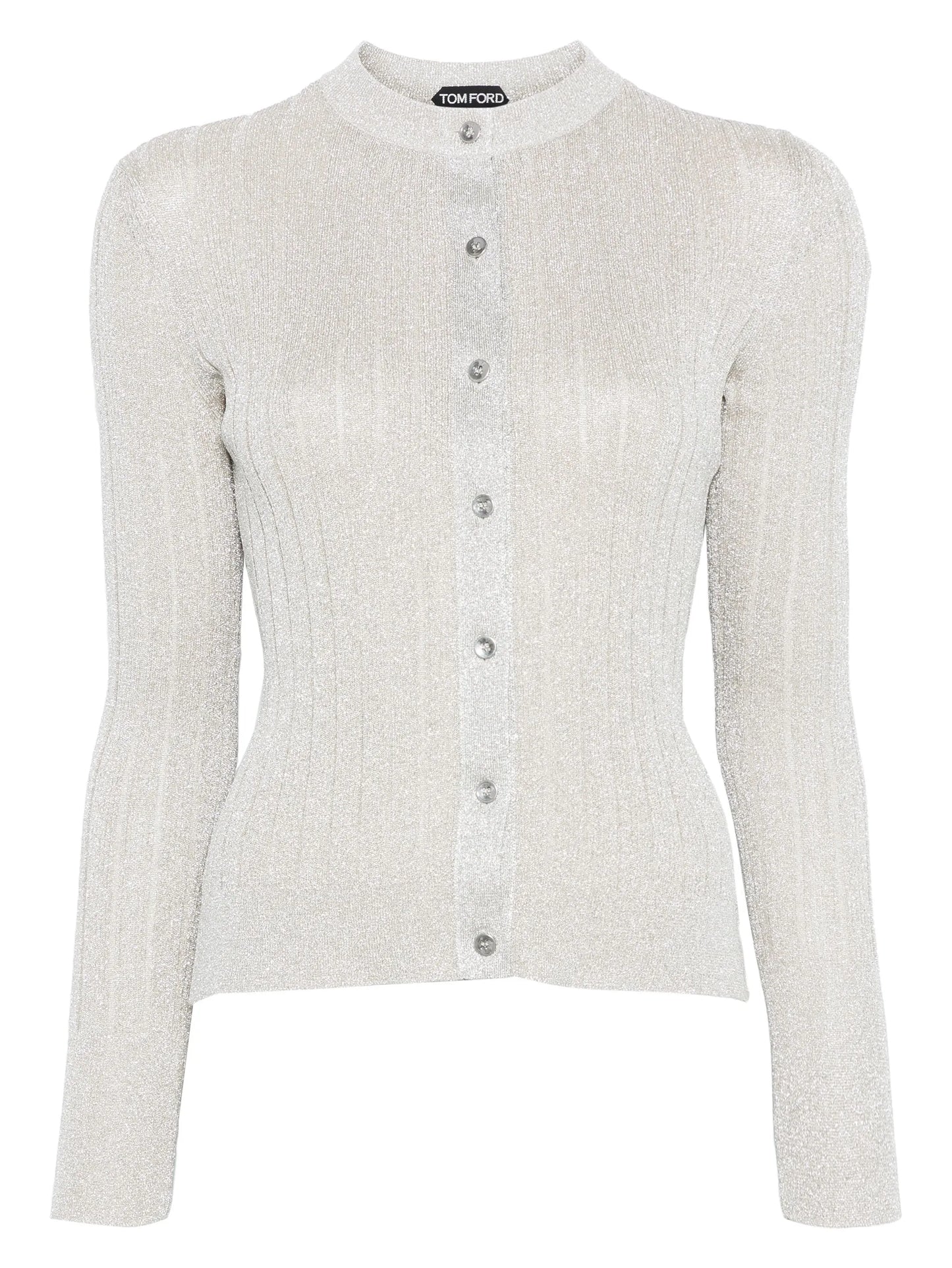 lurex-detail ribbed cardigan