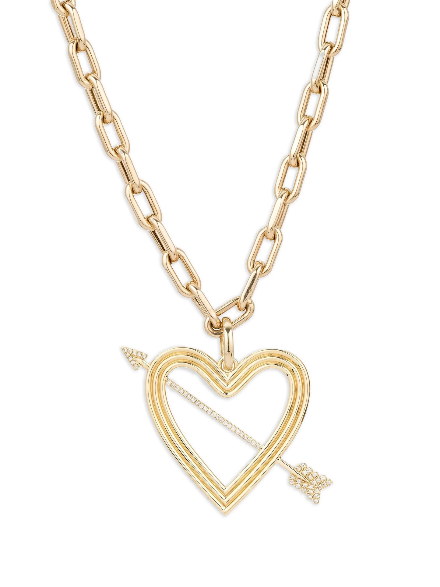 14K yellow gold Heart and Arrow diamond necklace