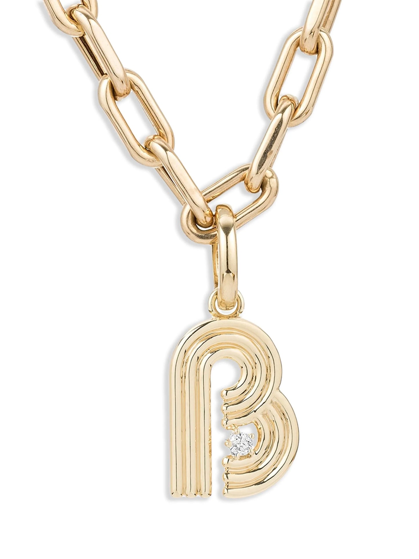 14K yellow gold Initial diamond pendant