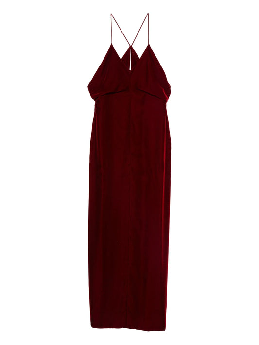 velvet v-neck maxi dress