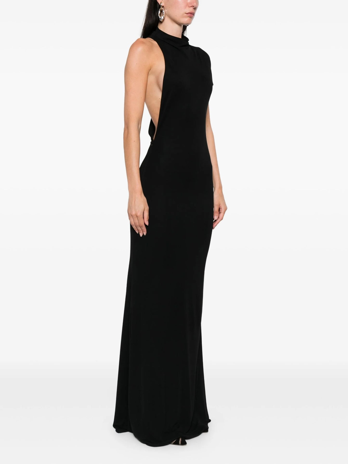high-neck cut-out maxi dress