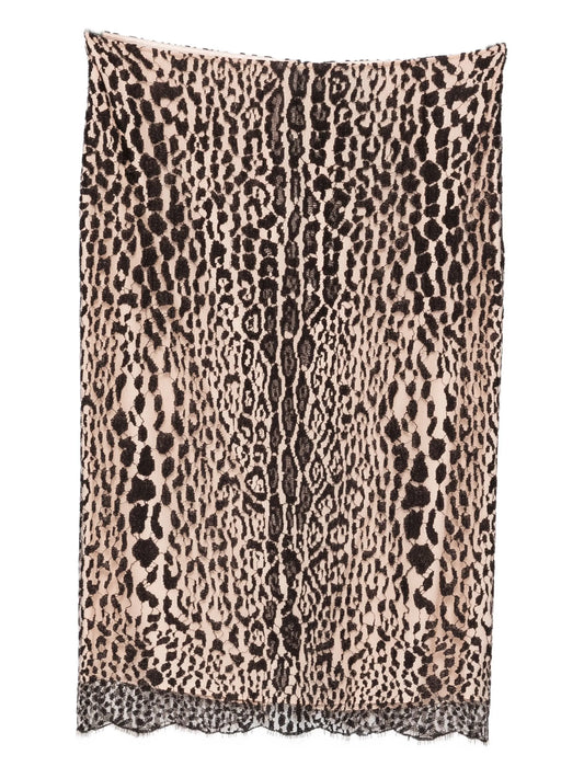 leopard-print lace skirt