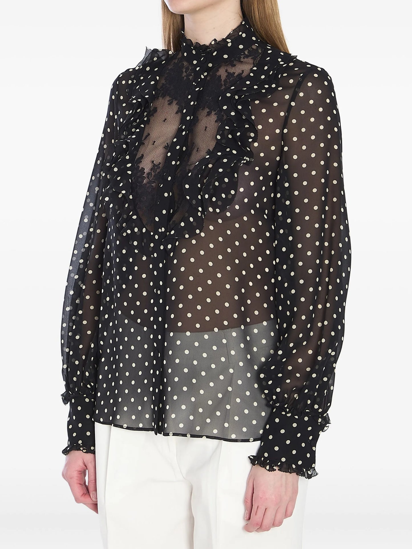 Plusdepois-print georgette shirt