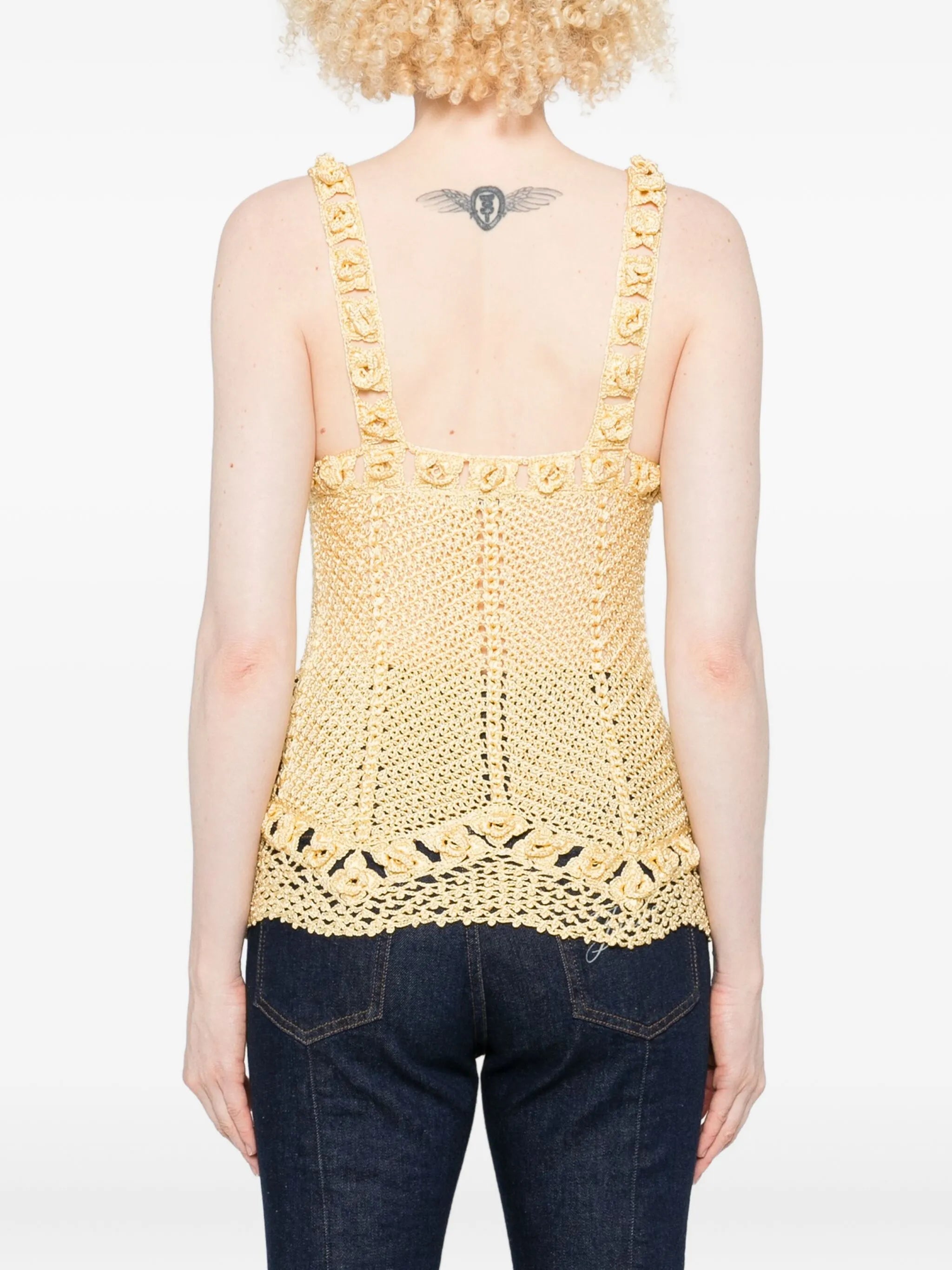 Daisy flower-strap crochet top