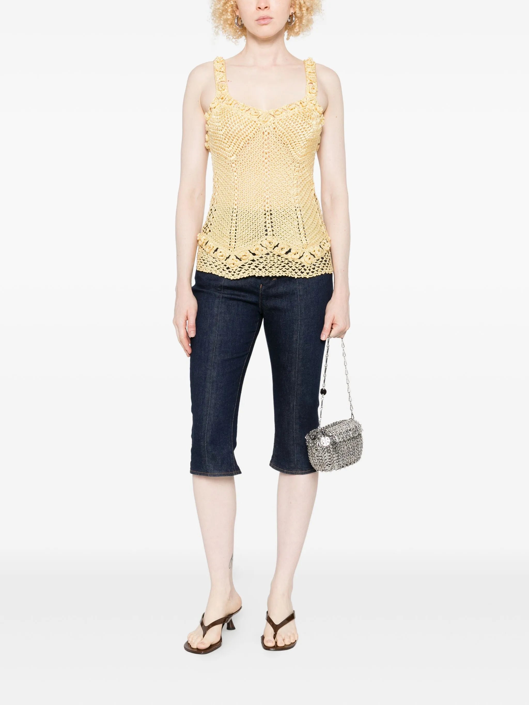 Daisy flower-strap crochet top