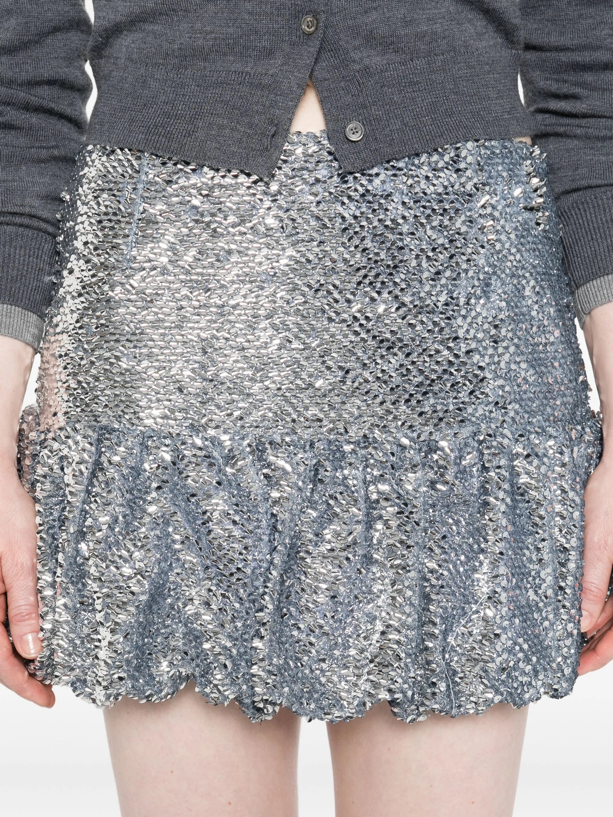 sequinned bubble-hem mini skirt