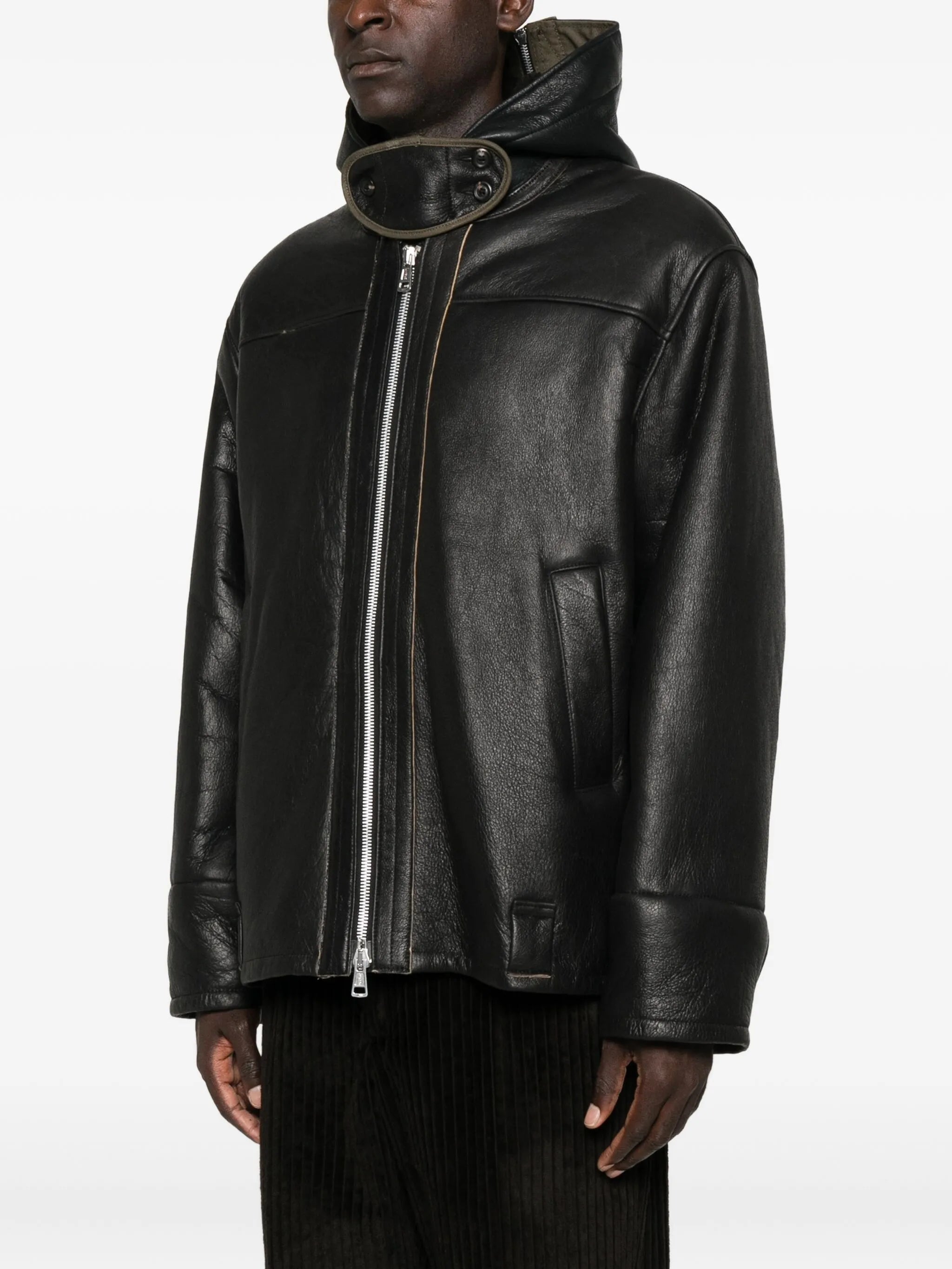 Blizzard hooded leather jacket