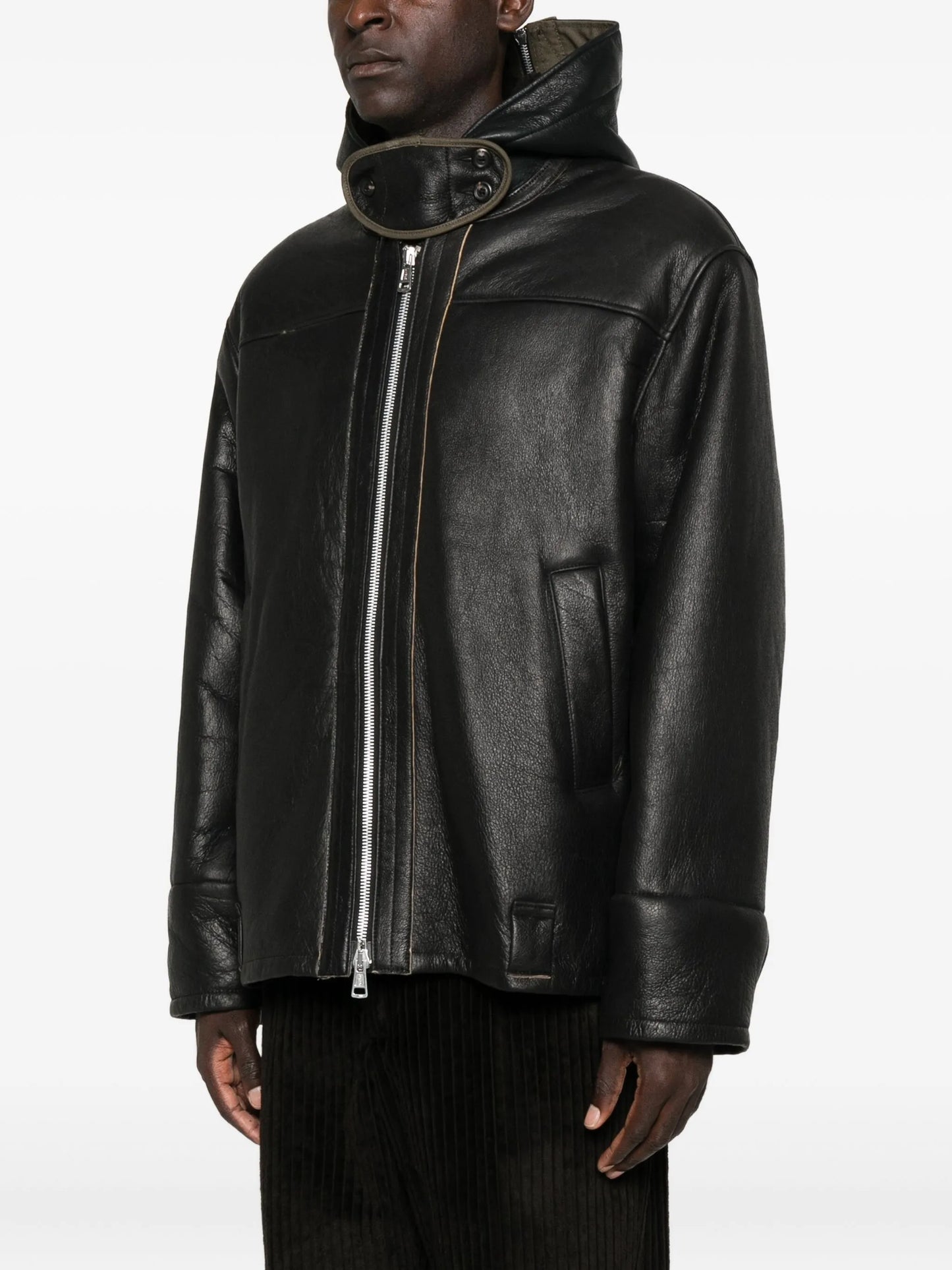 Blizzard hooded leather jacket