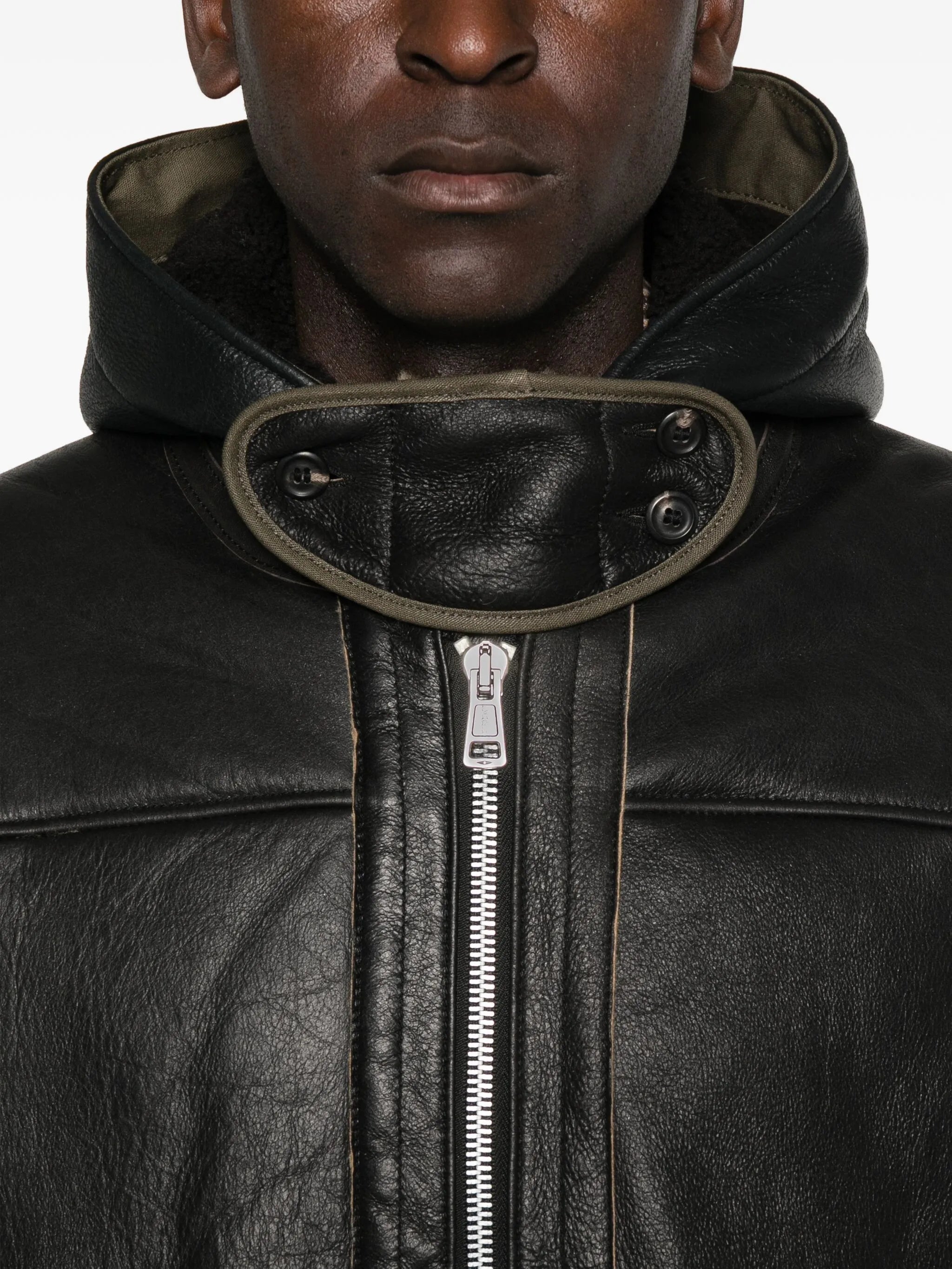 Blizzard hooded leather jacket